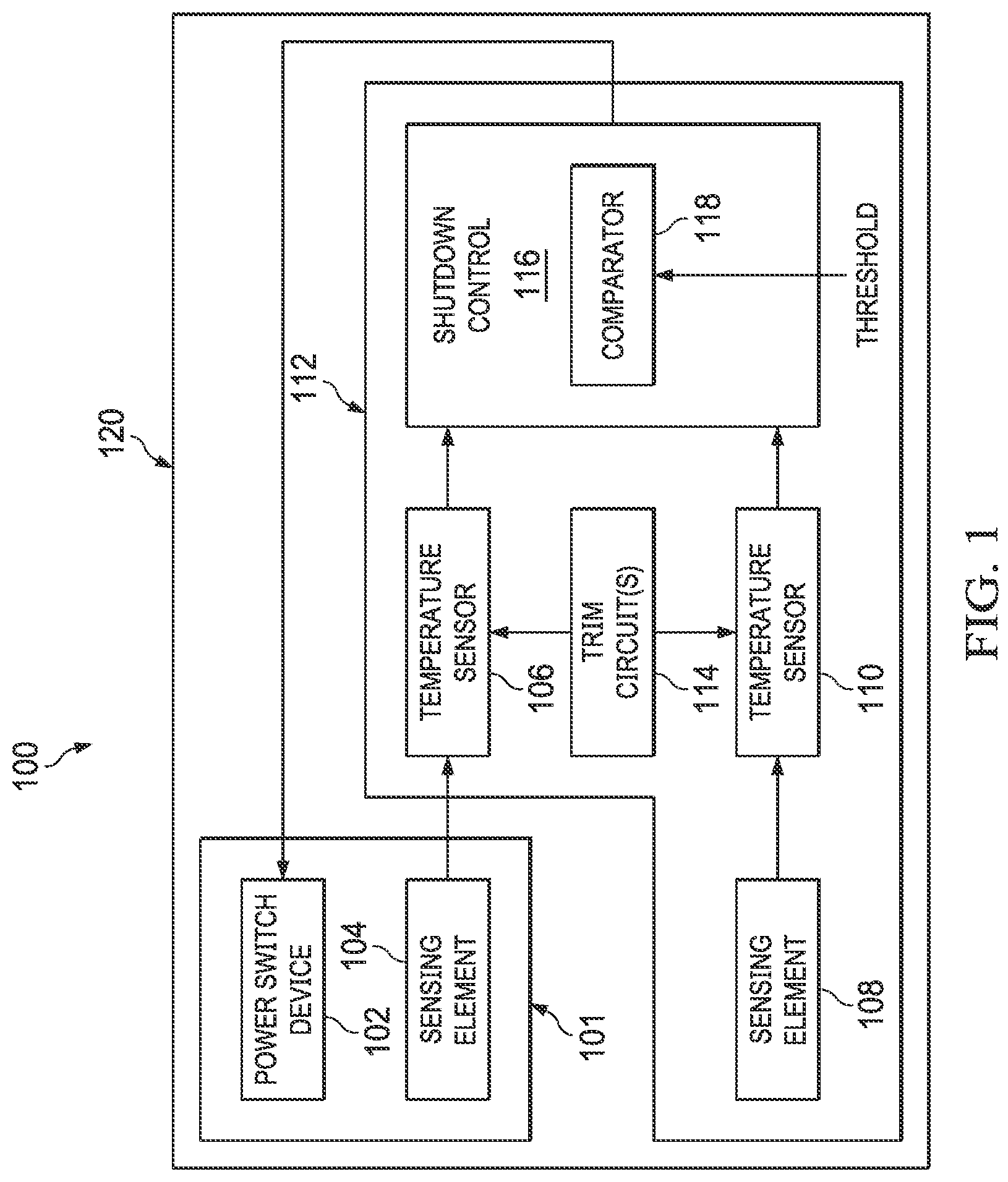 Patent US11781920 Figure 1 – Temperature sensor circuit for relative thermal sensing