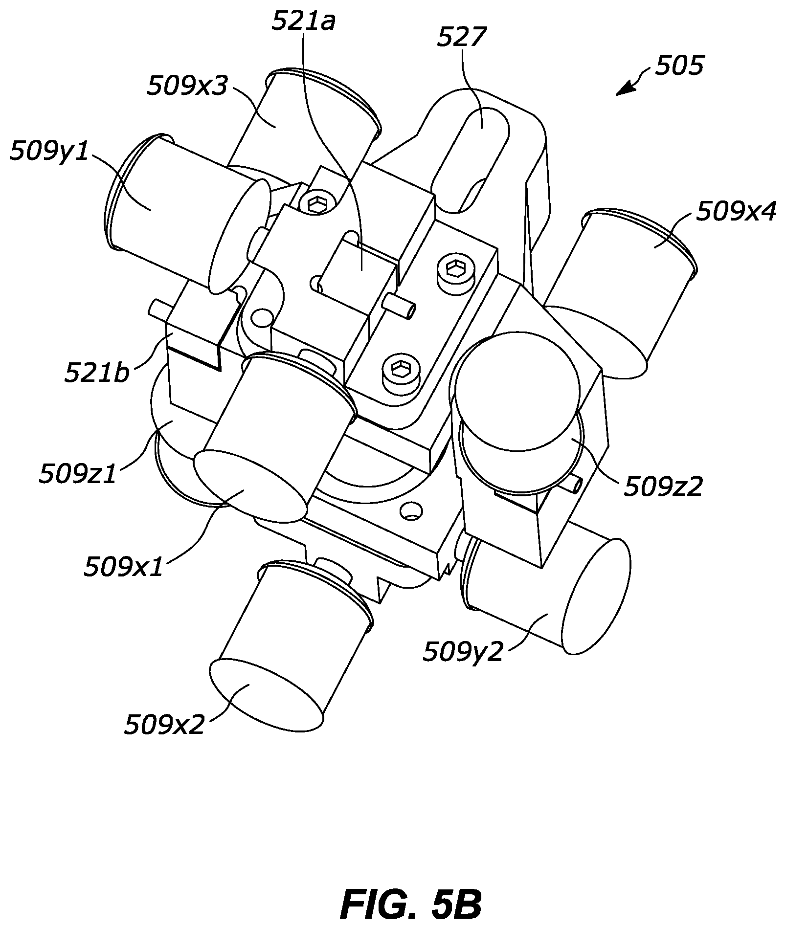 Patent US11781941 Figure 5 – Multi-degree-of-freedom impedance fixture for automated frequency response function measurements