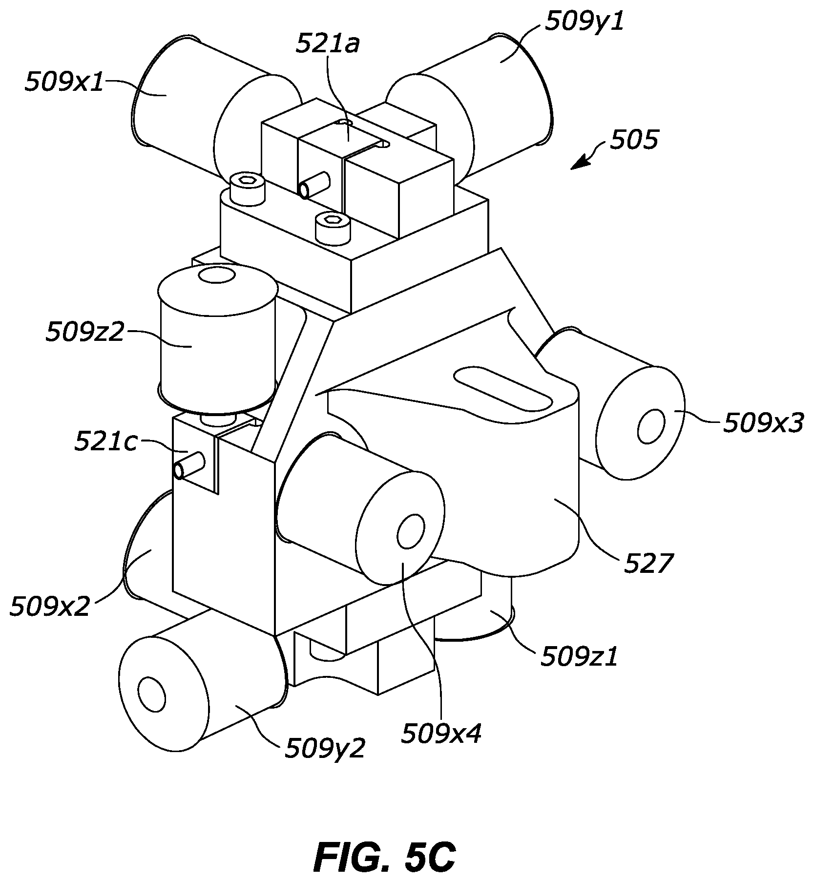 Patent US11781941 Figure 6 – Multi-degree-of-freedom impedance fixture for automated frequency response function measurements