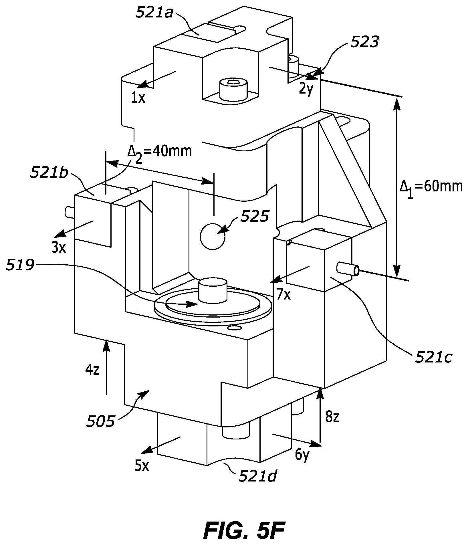 Patent US11781941 Figure 9 – Multi-degree-of-freedom impedance fixture for automated frequency response function measurements