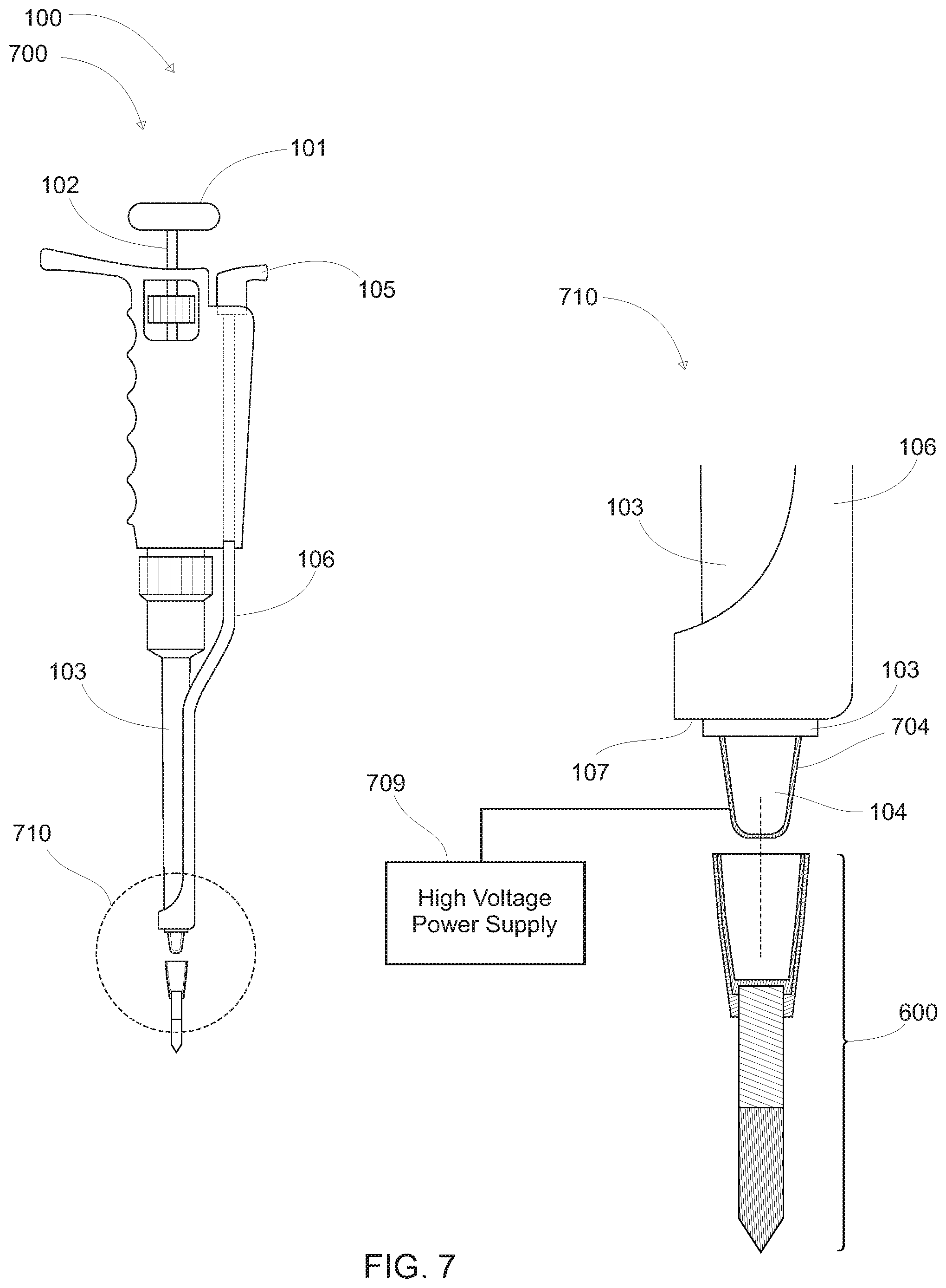 Patent US11781953 Figure 7 – Solid phase microextraction device, repository, and manipulator