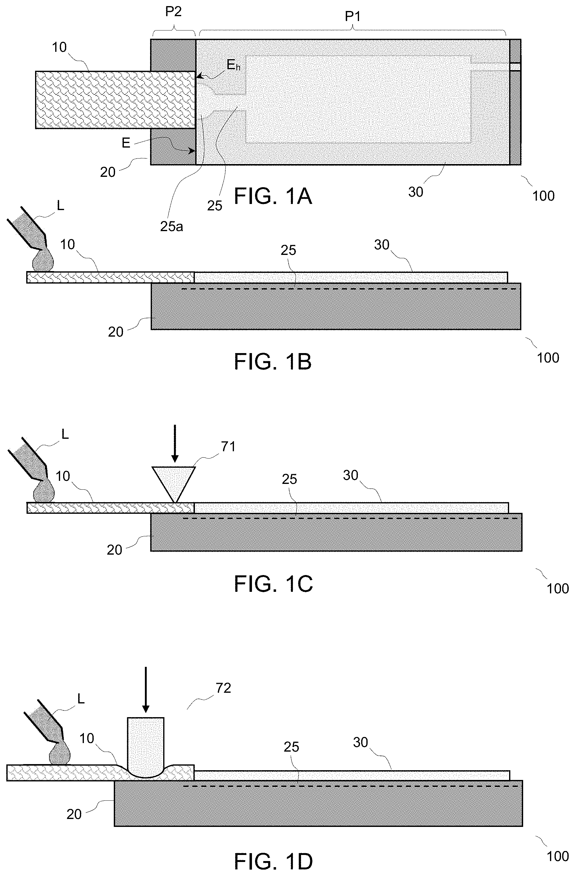 Patent US11781954 Figure 1 – Bridging liquid between microfluidic elements without closed channels