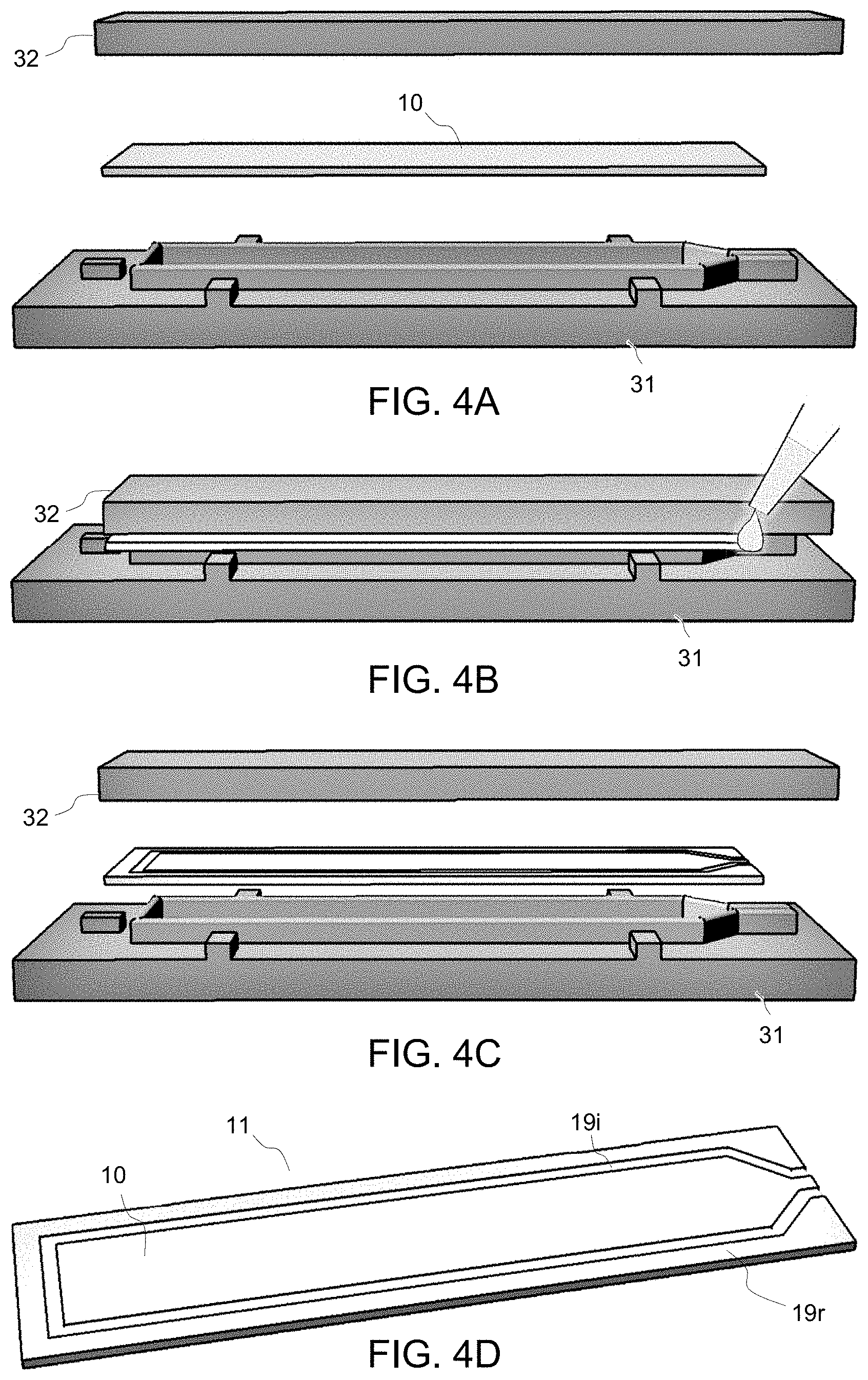 Patent US11781954 Figure 4 – Bridging liquid between microfluidic elements without closed channels