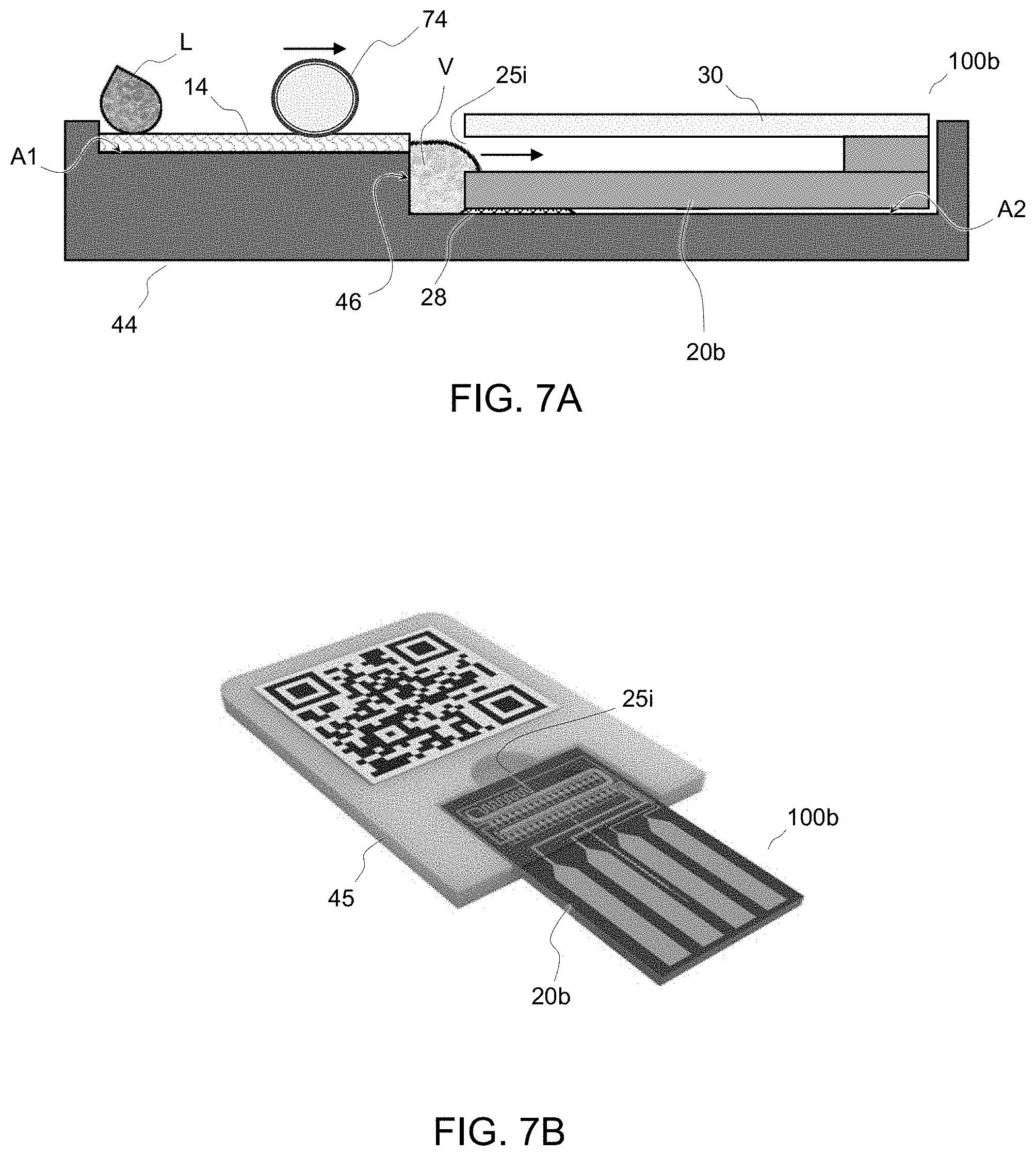 Patent US11781954 Figure 7 – Bridging liquid between microfluidic elements without closed channels