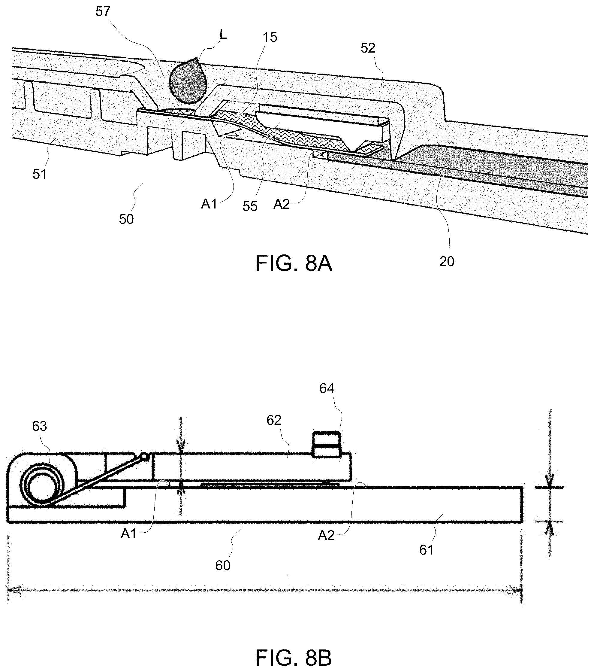 Patent US11781954 Figure 8 – Bridging liquid between microfluidic elements without closed channels