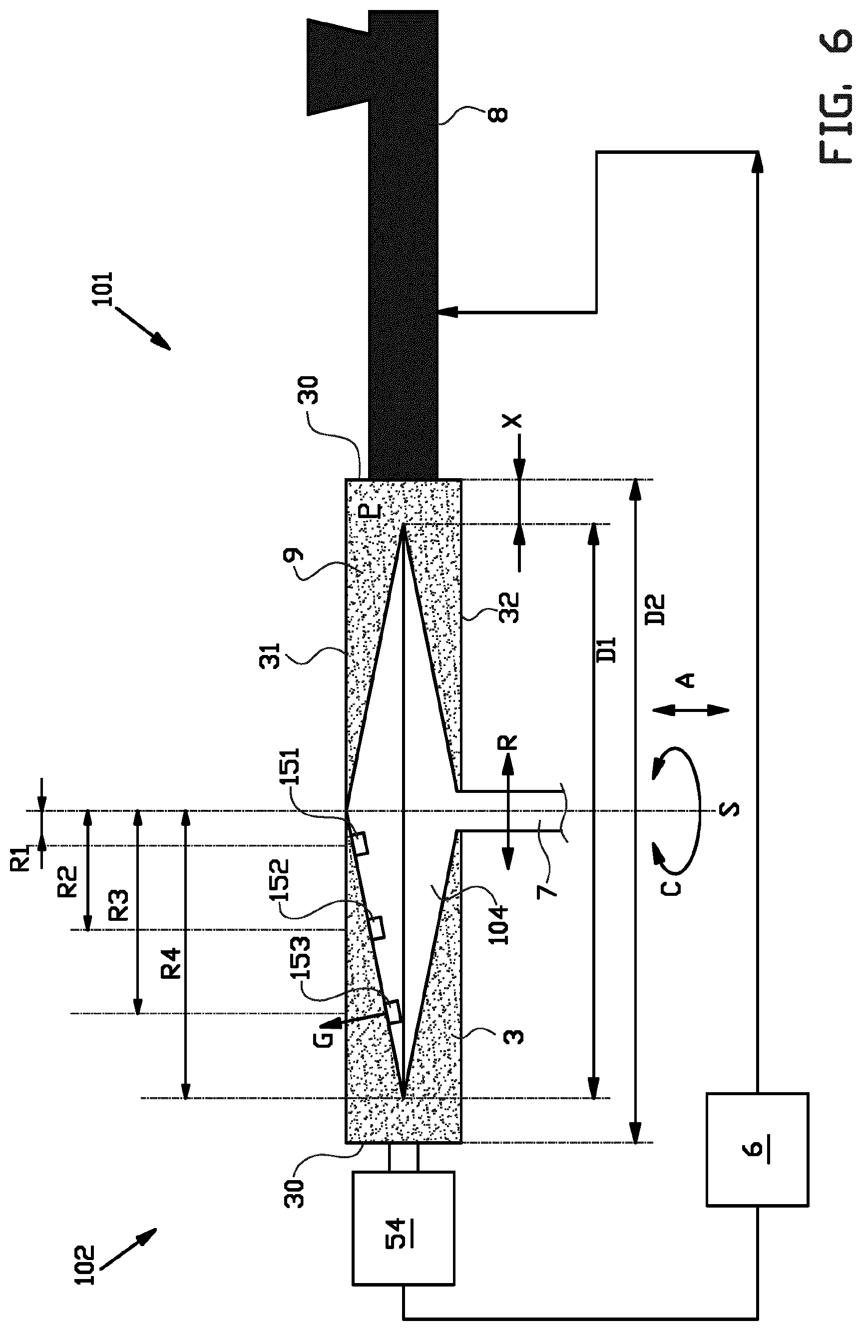 Patent US11781960 Figure 5 – Measuring device and method for determining rheological properties of a viscous, polymeric mass