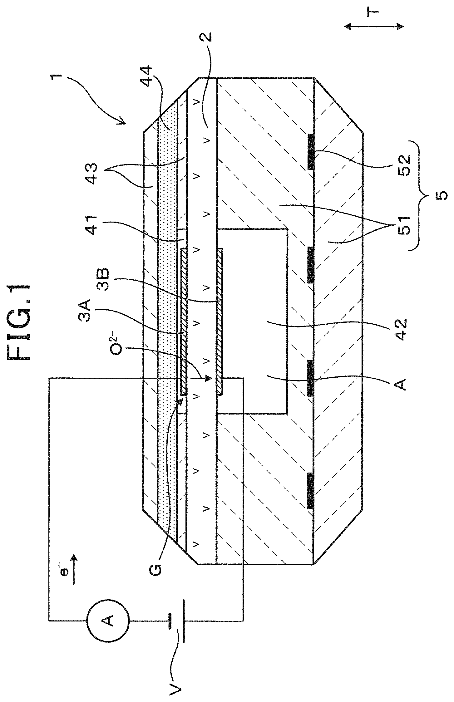 Patent US11782018 — Gas sensor element and method for manufacturing the same — Figure 1