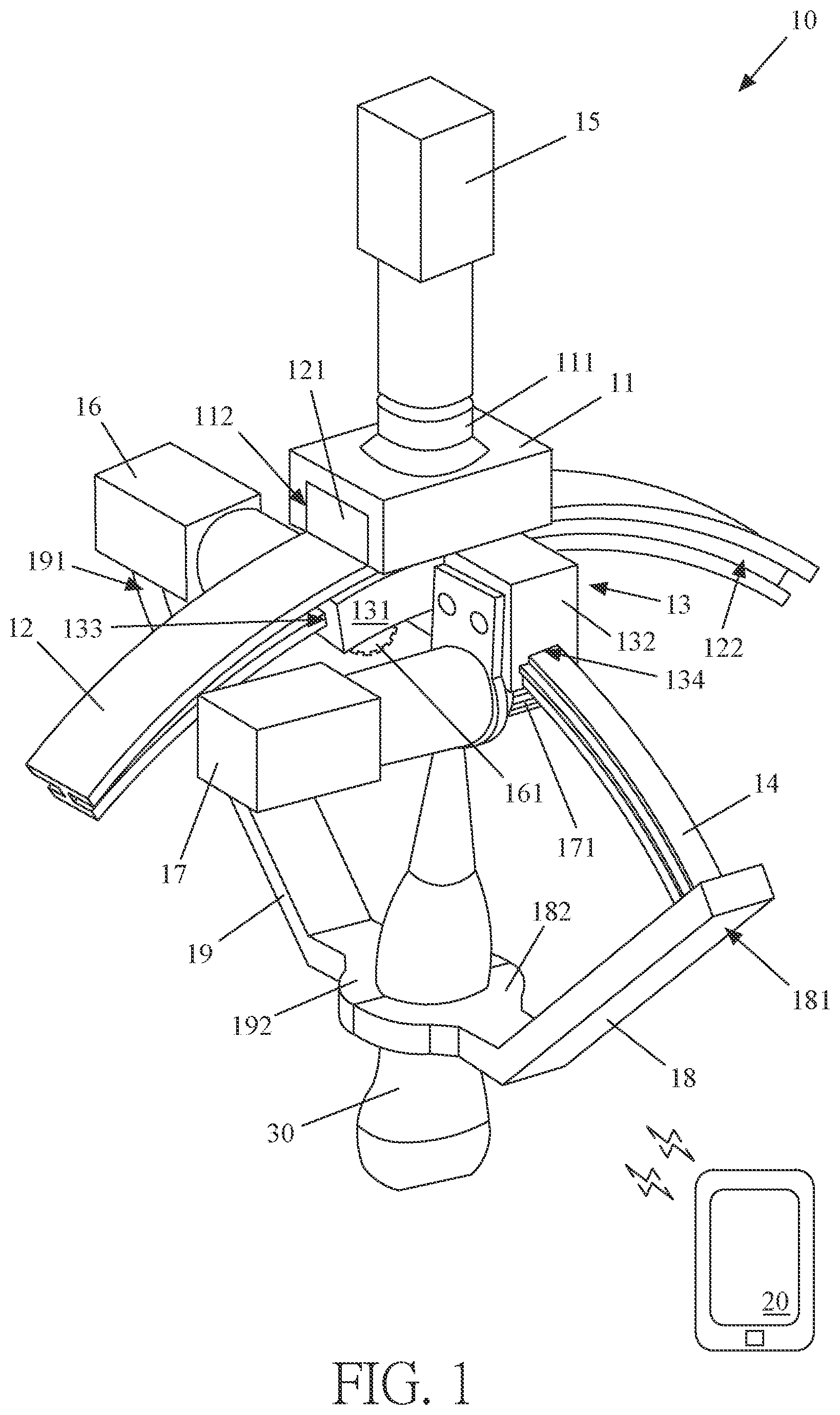 Patent US11782030 Figure 1 – Clamping apparatus for ultrasonic detection device