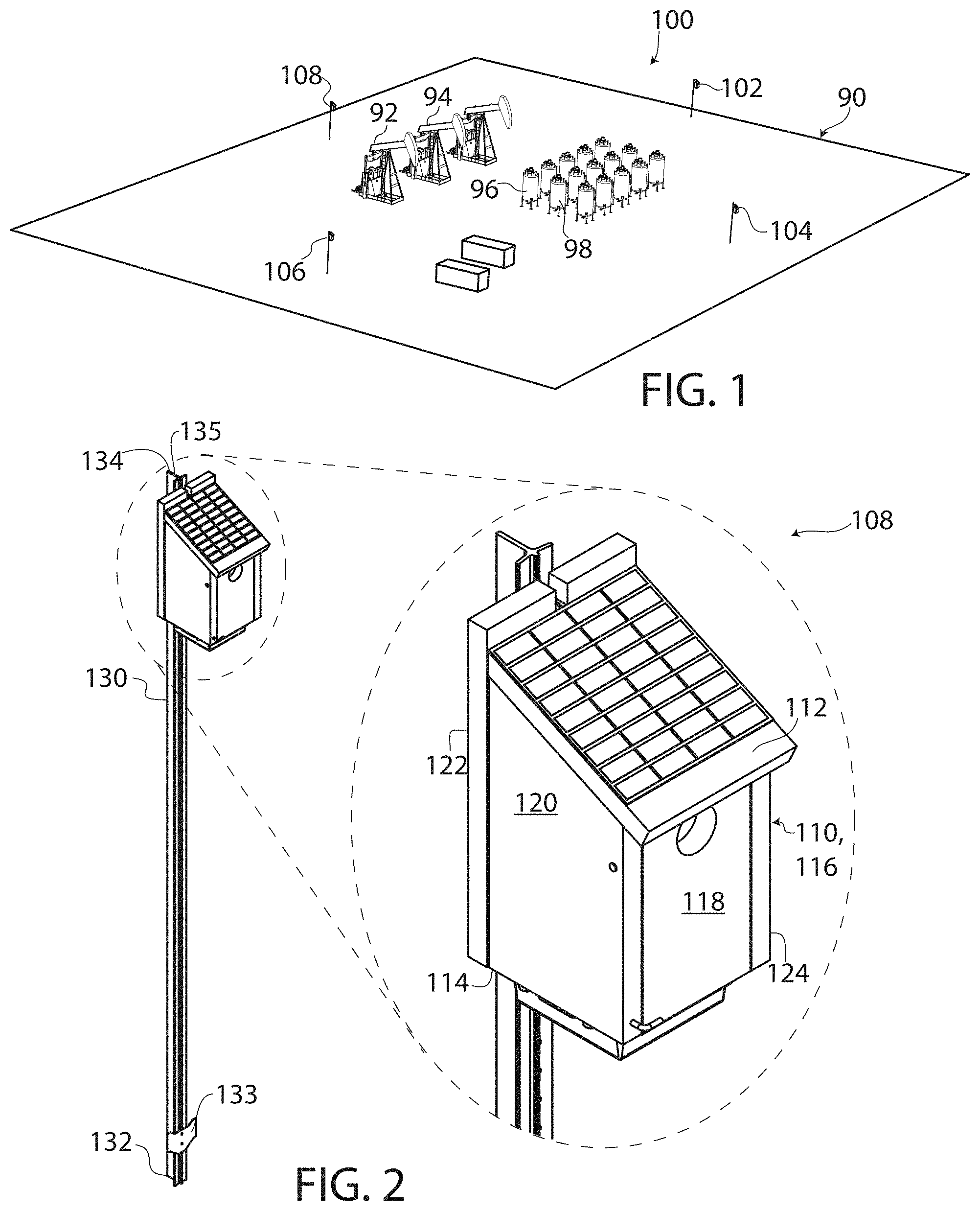 Patent US11782035 — Apparatus and methods for reducing fugitive gas emissions at oil facilities — Figure 1