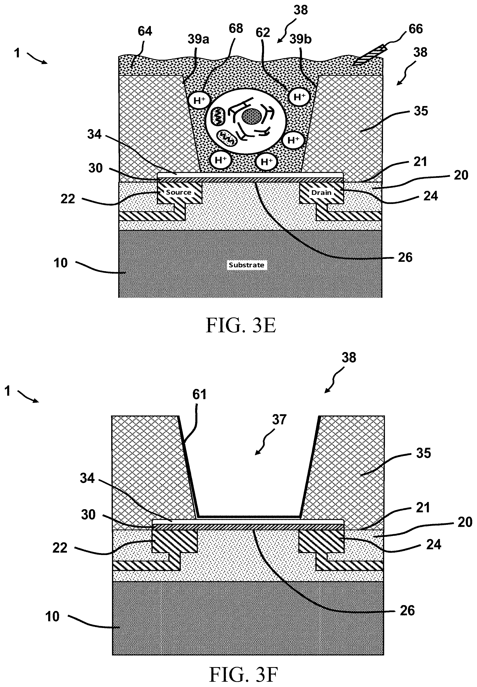 Patent US11782057 Figure 13 – Ic with graphene fet sensor array patterned in layers above circuitry formed in a silicon based cmos wafer