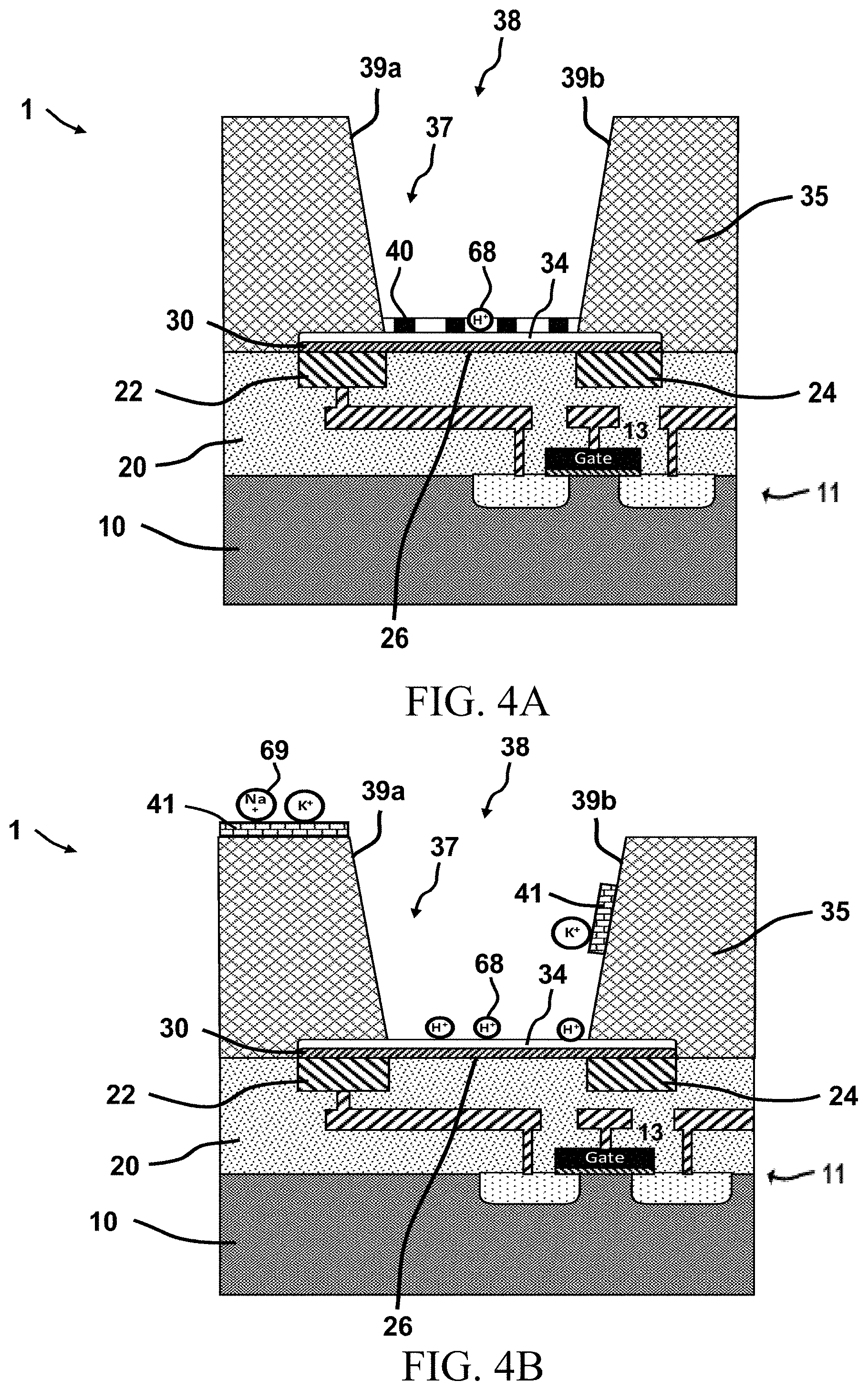 Patent US11782057 Figure 14 – Ic with graphene fet sensor array patterned in layers above circuitry formed in a silicon based cmos wafer