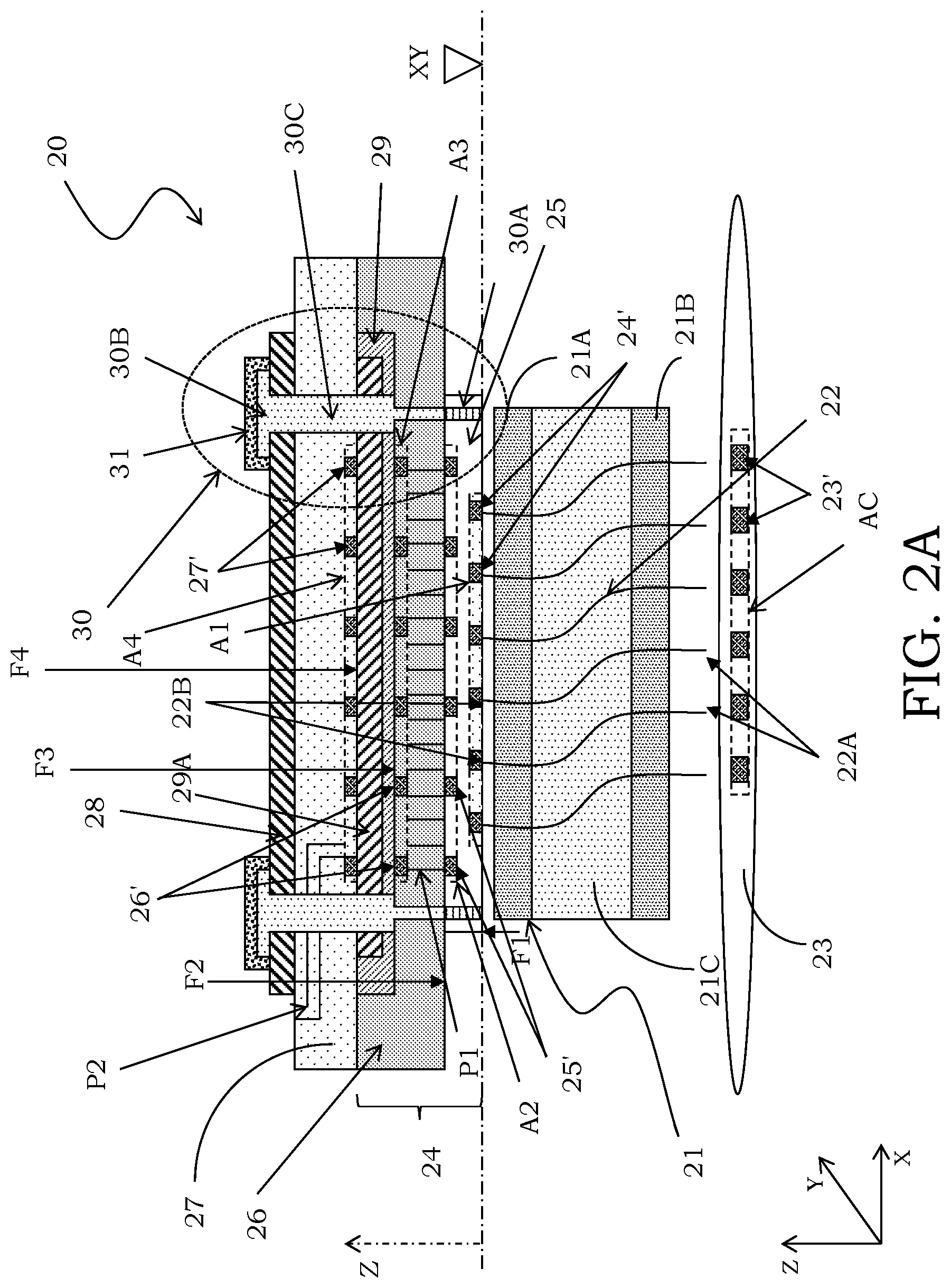 Patent US11782075 Figure 2 – Probe card for a testing apparatus of electronic devices