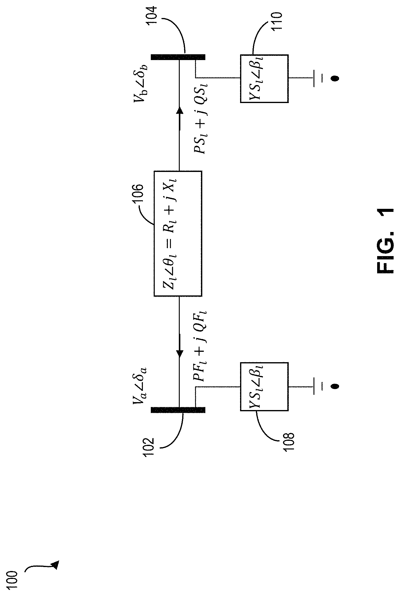 Patent US11782077 Figure 1 – System and method for performing a line-wise power flow analysis for a power system