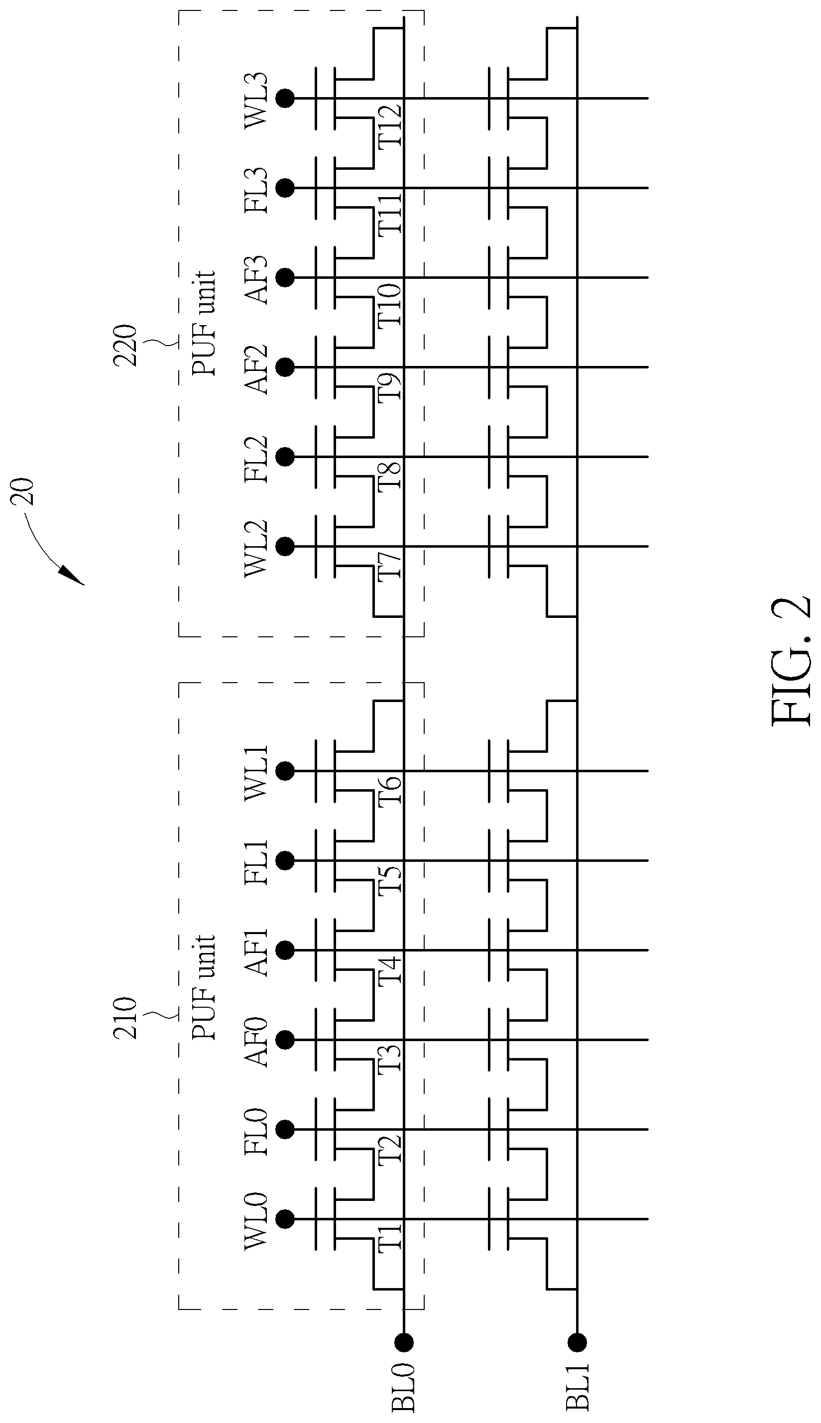 Patent US11782090 Figure 2 – Built-in self-test circuit and built-in self-test method for physical unclonable function quality check