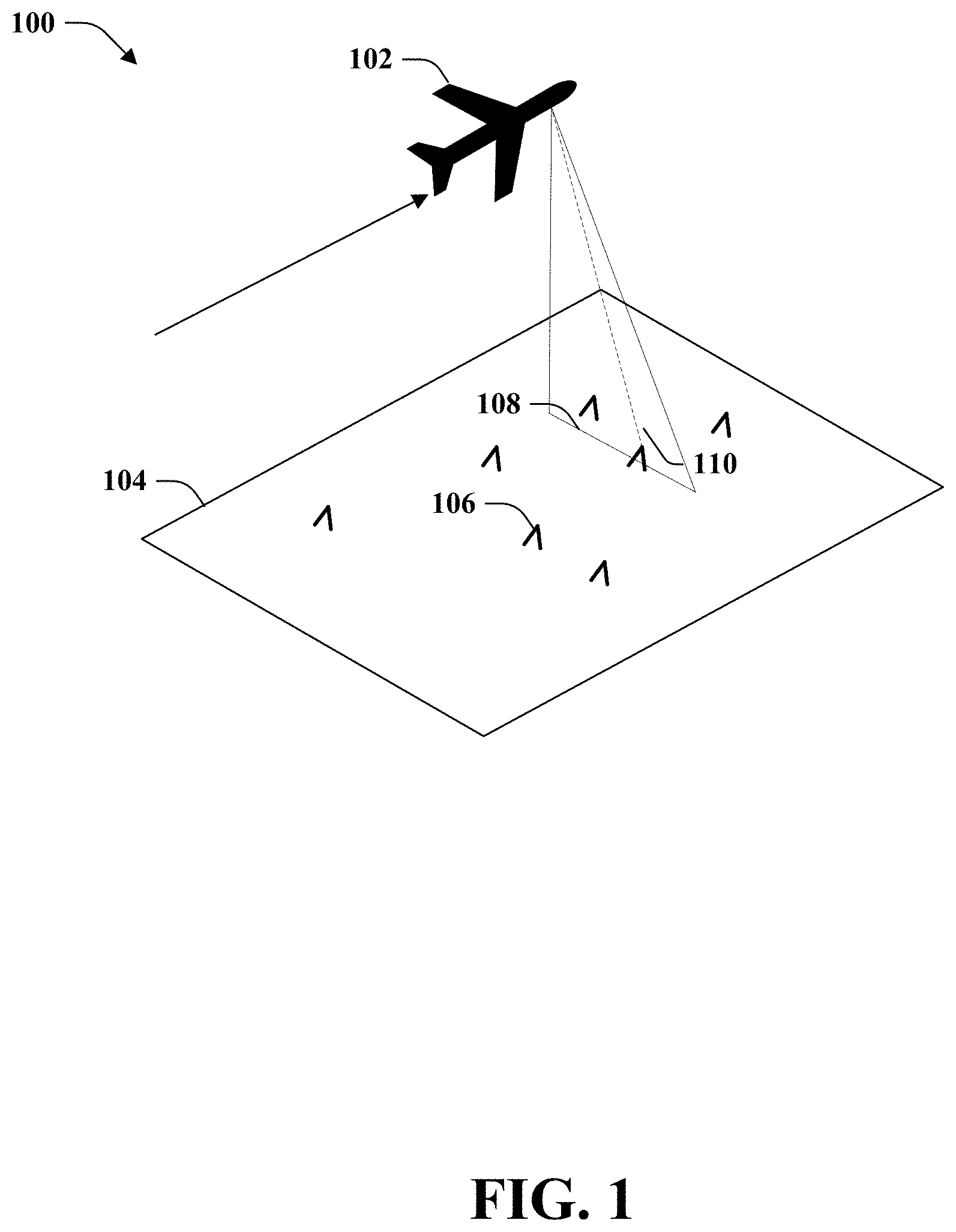 Patent US11782154 Figure 1 – Terrain-aided position determination using range angle radar altimetry