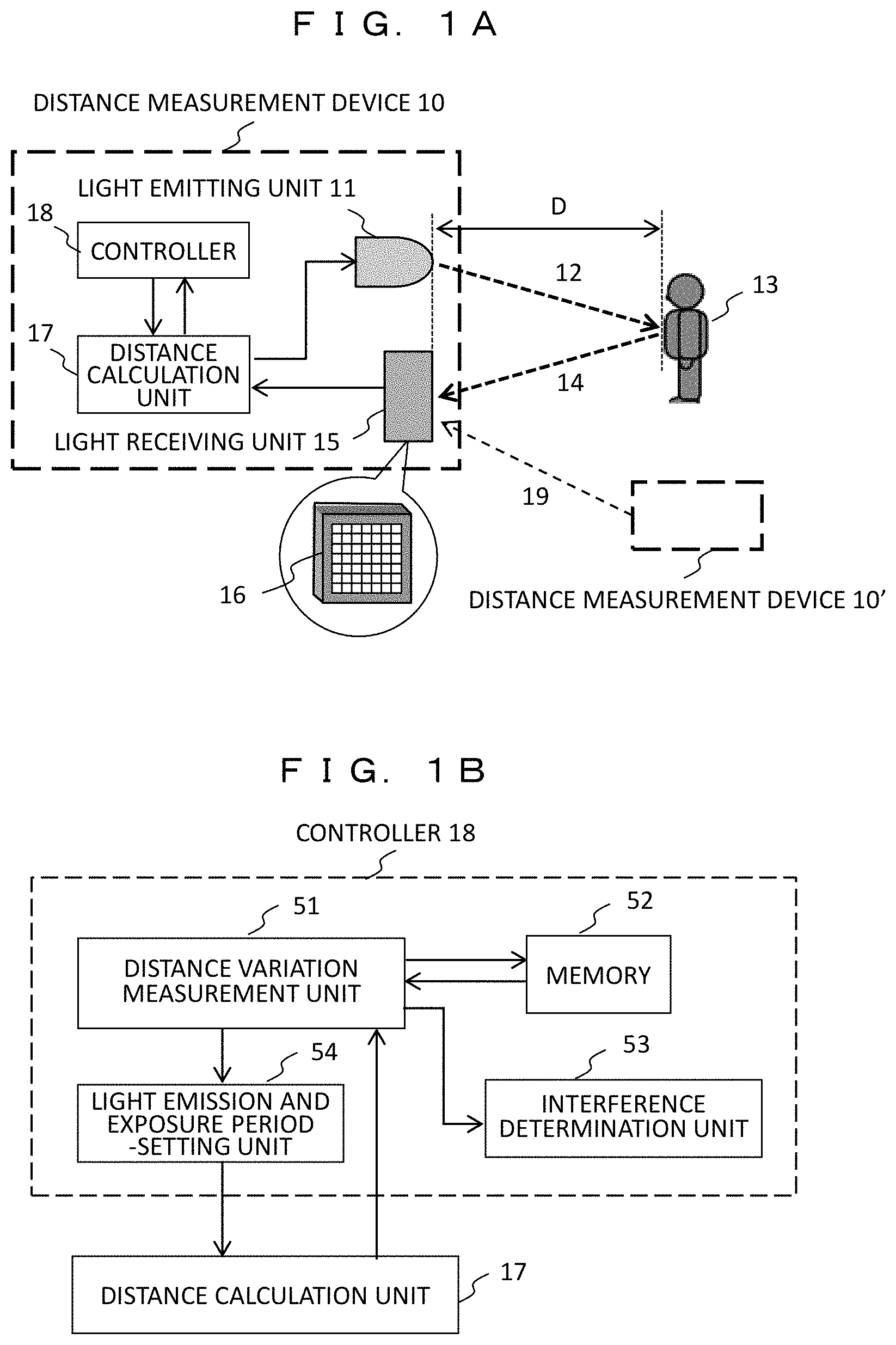Patent US11782155 Figure 1 – Distance measurement device and distance measurement system