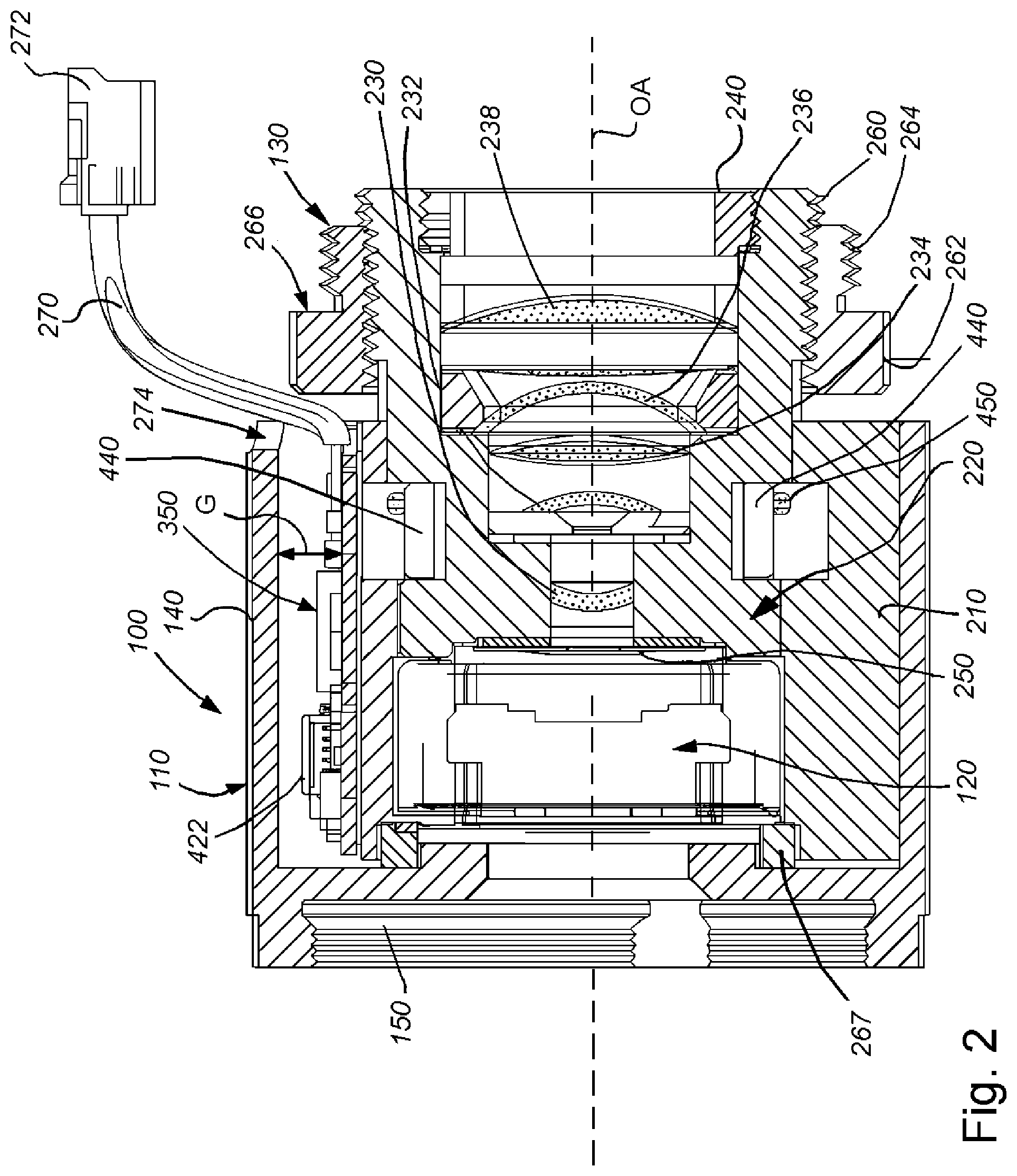 Patent US11782156 Figure 2 – Lens assembly with integrated feedback loop and time-of-flight sensor