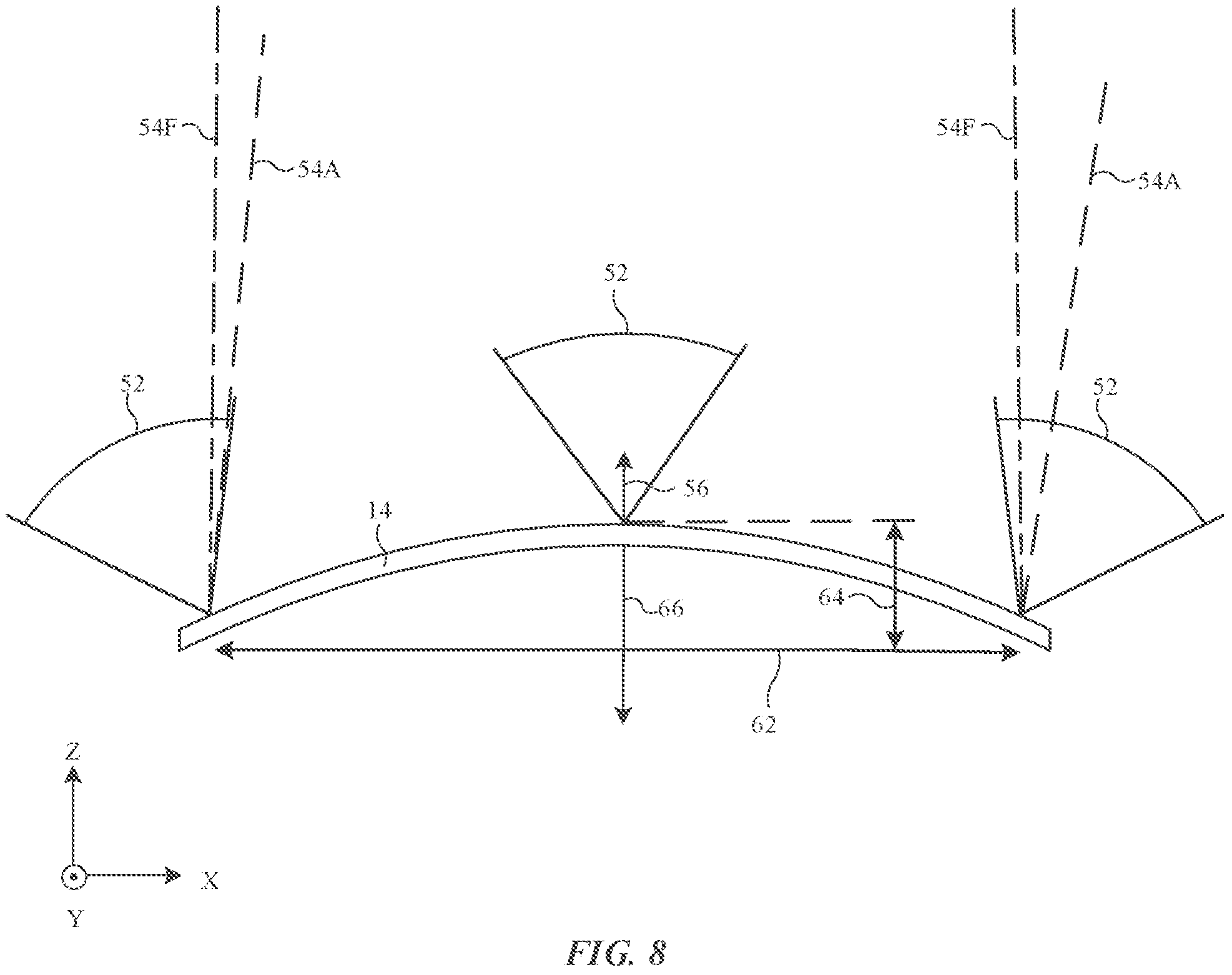 Patent US11782190 Figure 8 – Optical film arrangements for electronic device displays