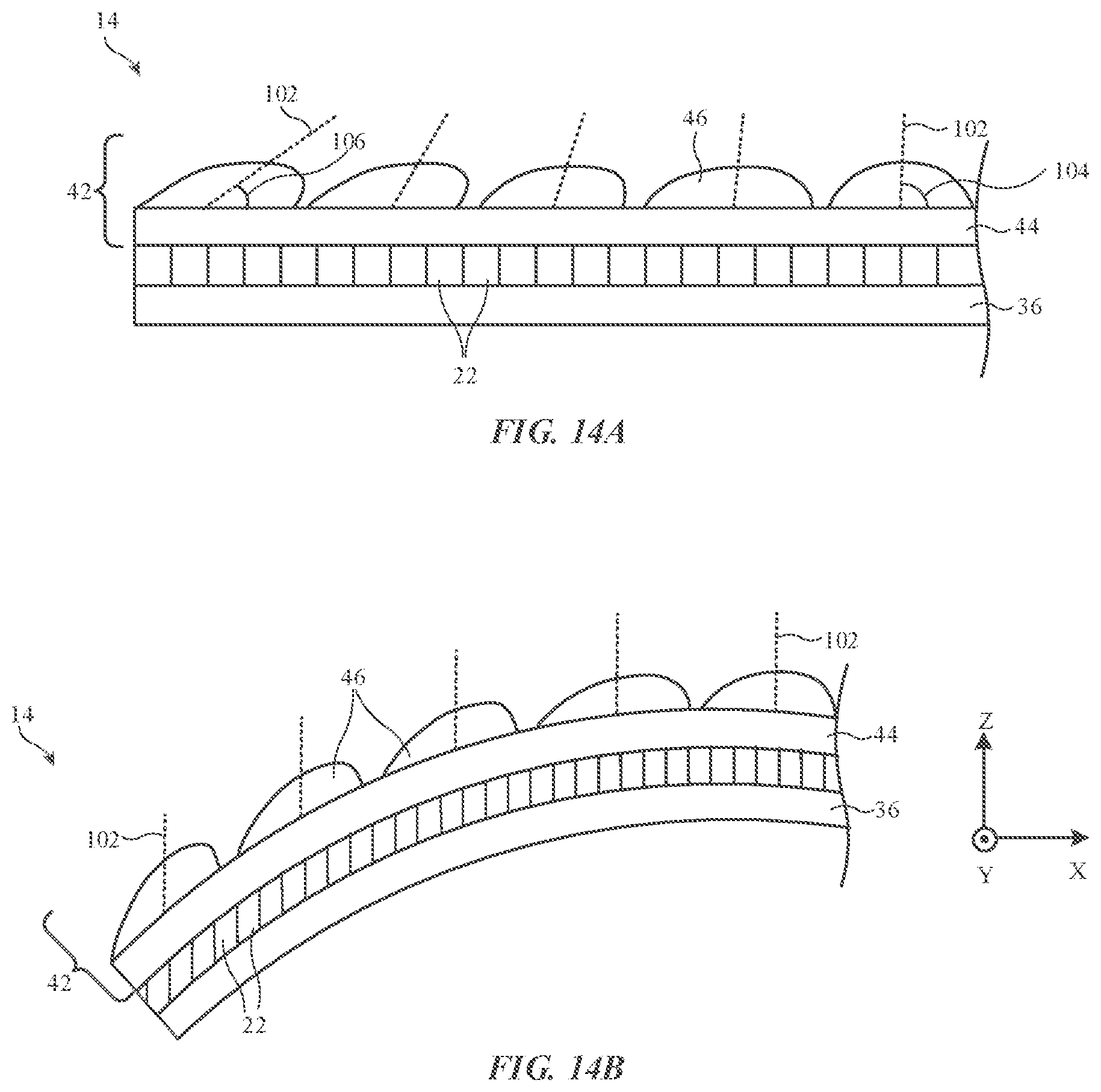 Patent US11782190 Figure 13 – Optical film arrangements for electronic device displays
