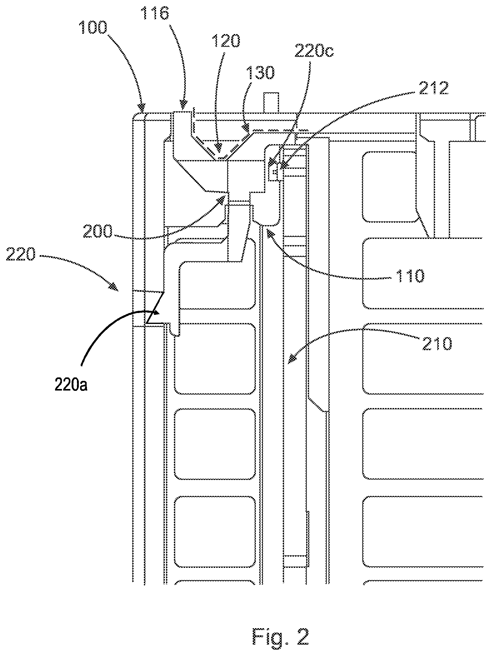 Patent US11782202 Figure 2 – Light guide receptacle for mounting a plurality of light guides