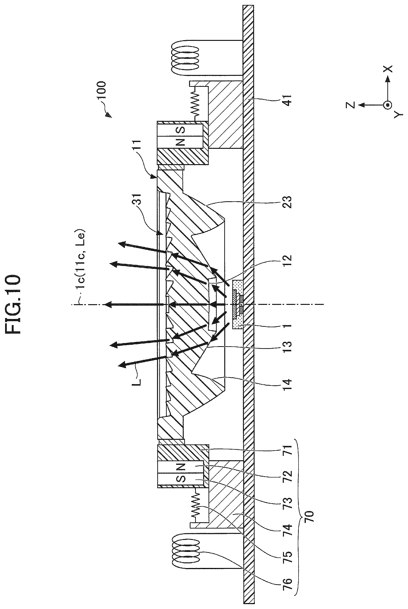 Patent US11782205 Figure 11 – Light-emitting device including movement mechanism