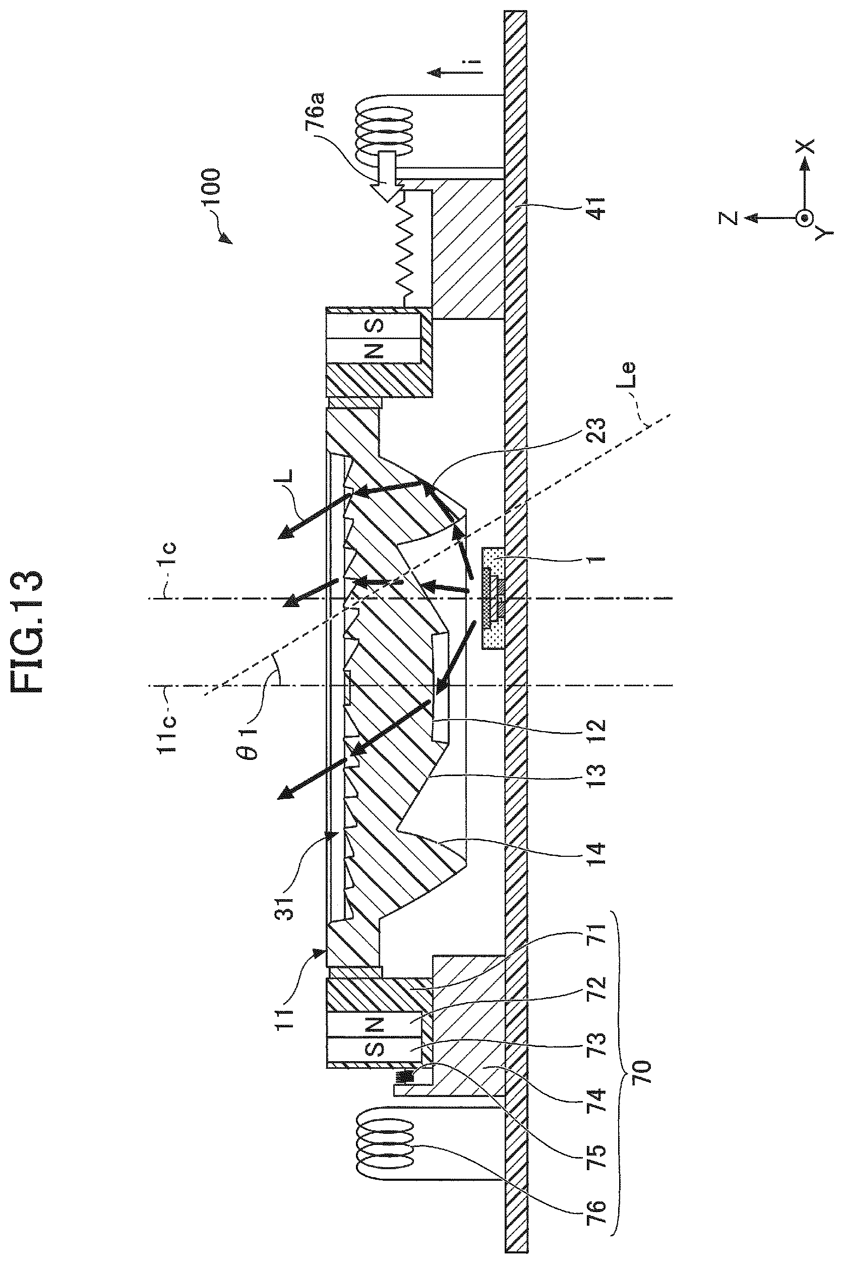 Patent US11782205 Figure 14 – Light-emitting device including movement mechanism