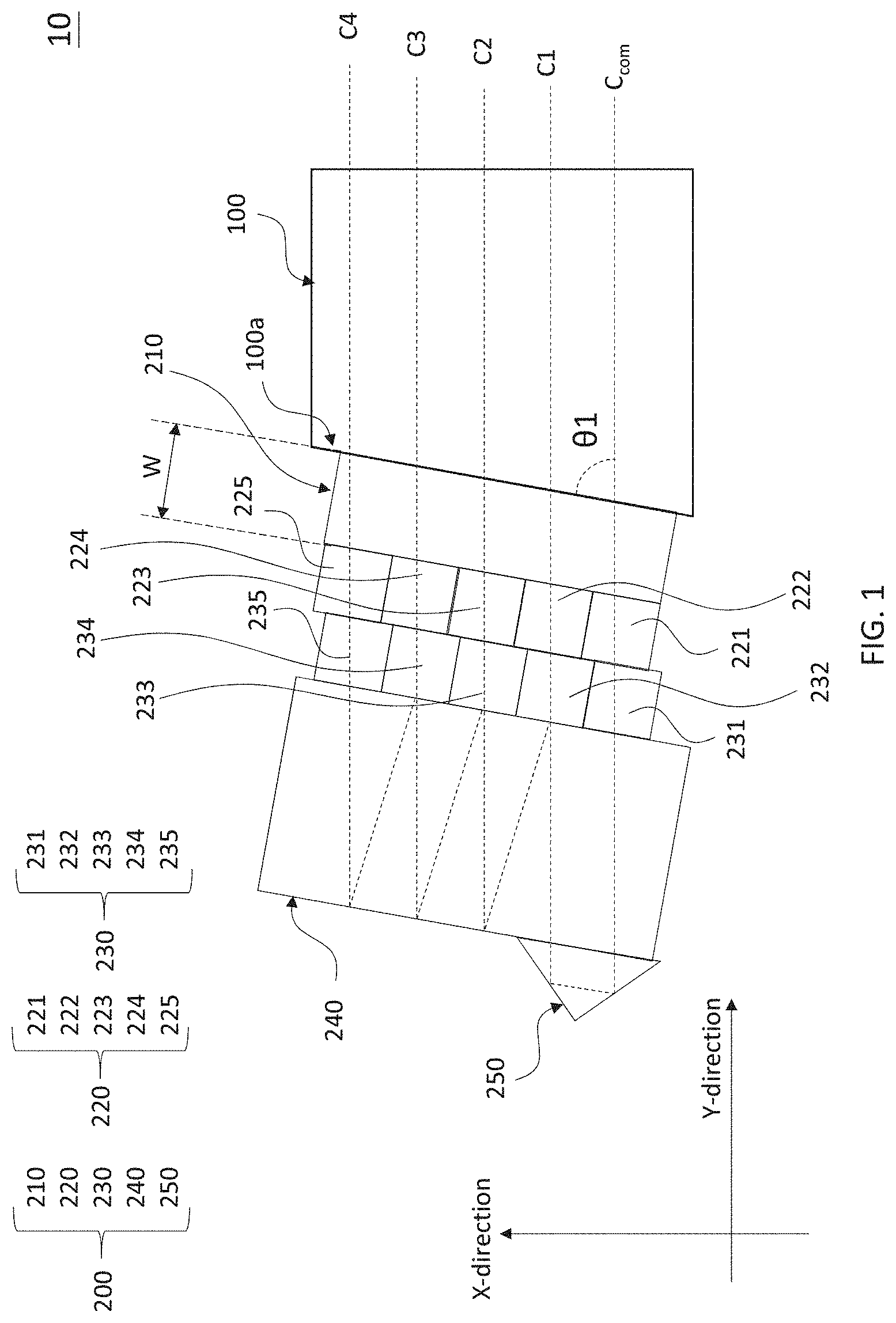 Patent US11782215 Figure 1 – Optical device