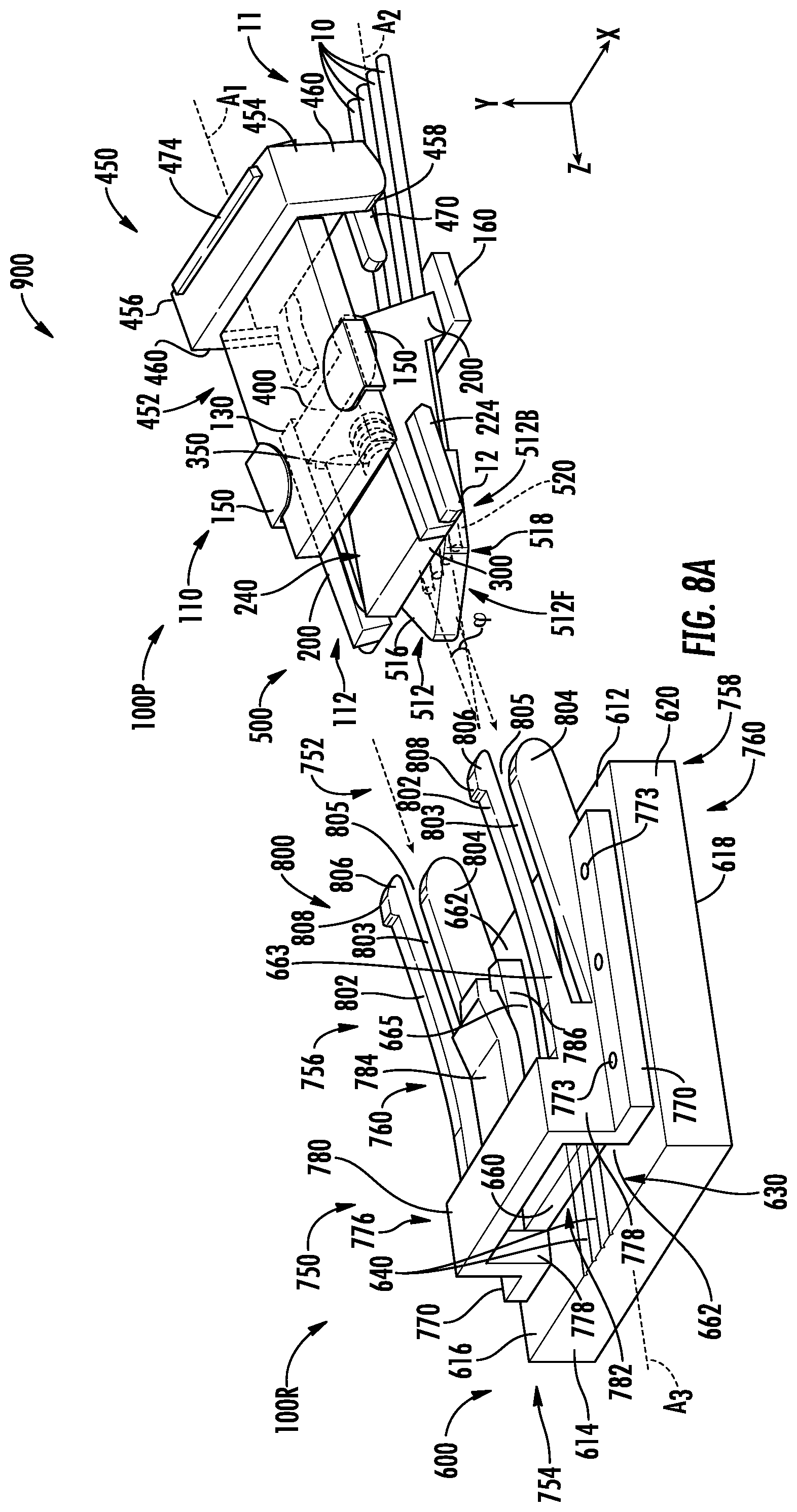 Patent US11782218 Figure 9 – Alignment ferrule assemblies and connectors for evanescent optical couplers and evanescent optical couplers using same