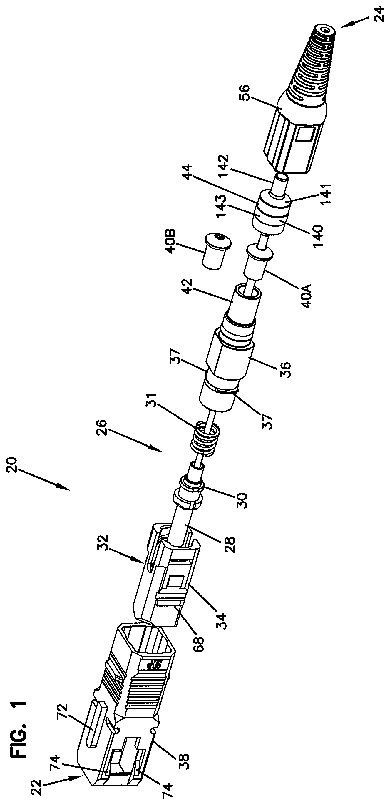 Patent US11782224 Figure 1 – Fiber optic connector