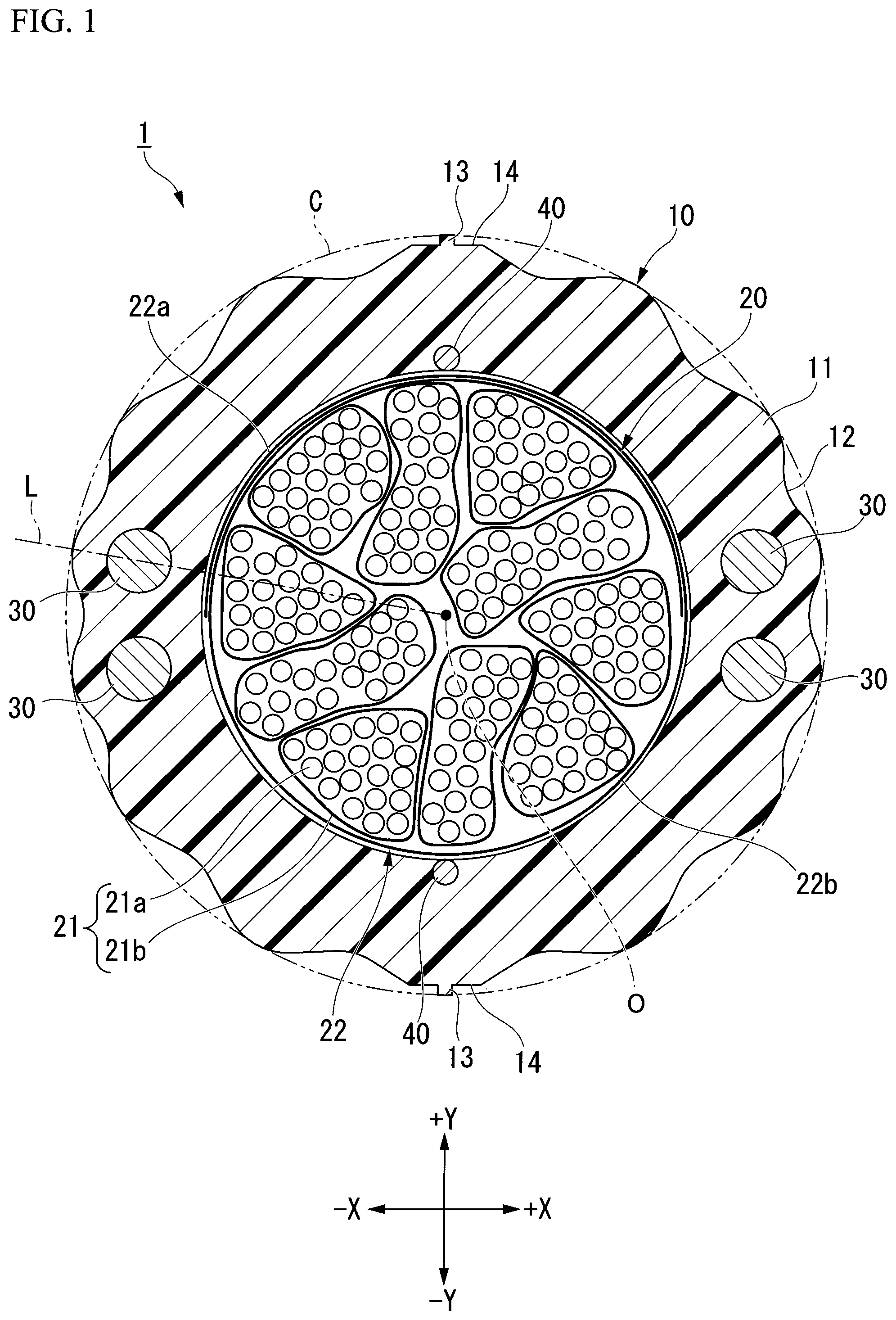 Patent US11782228 Figure 1 – Optical fiber cable