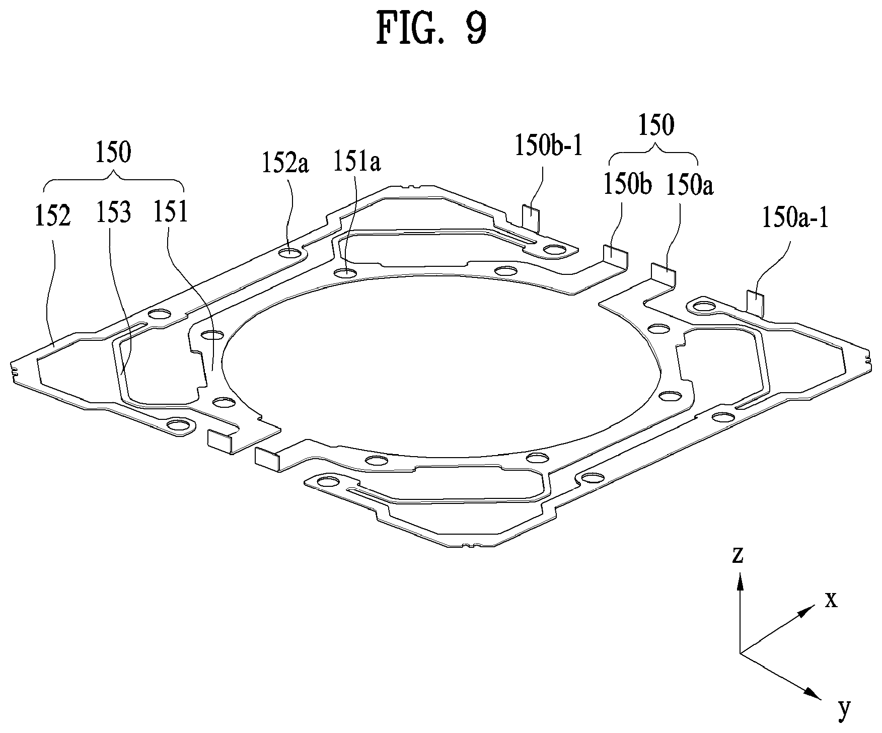 Patent US11782234 Figure 9 – Lens moving apparatus with a bobbin comprising a groove and elastic members and camera module including the same
