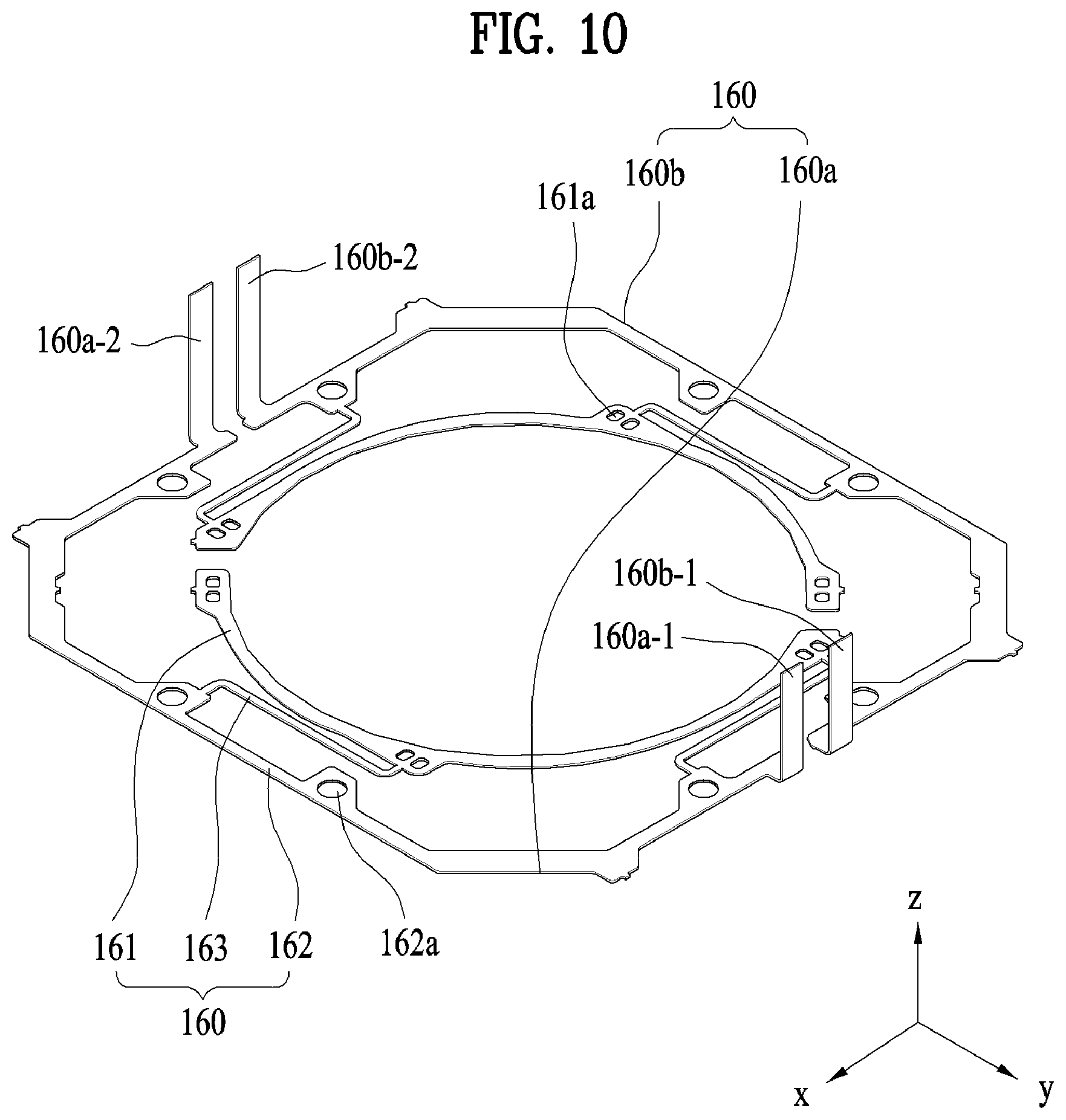 Patent US11782234 Figure 10 – Lens moving apparatus with a bobbin comprising a groove and elastic members and camera module including the same