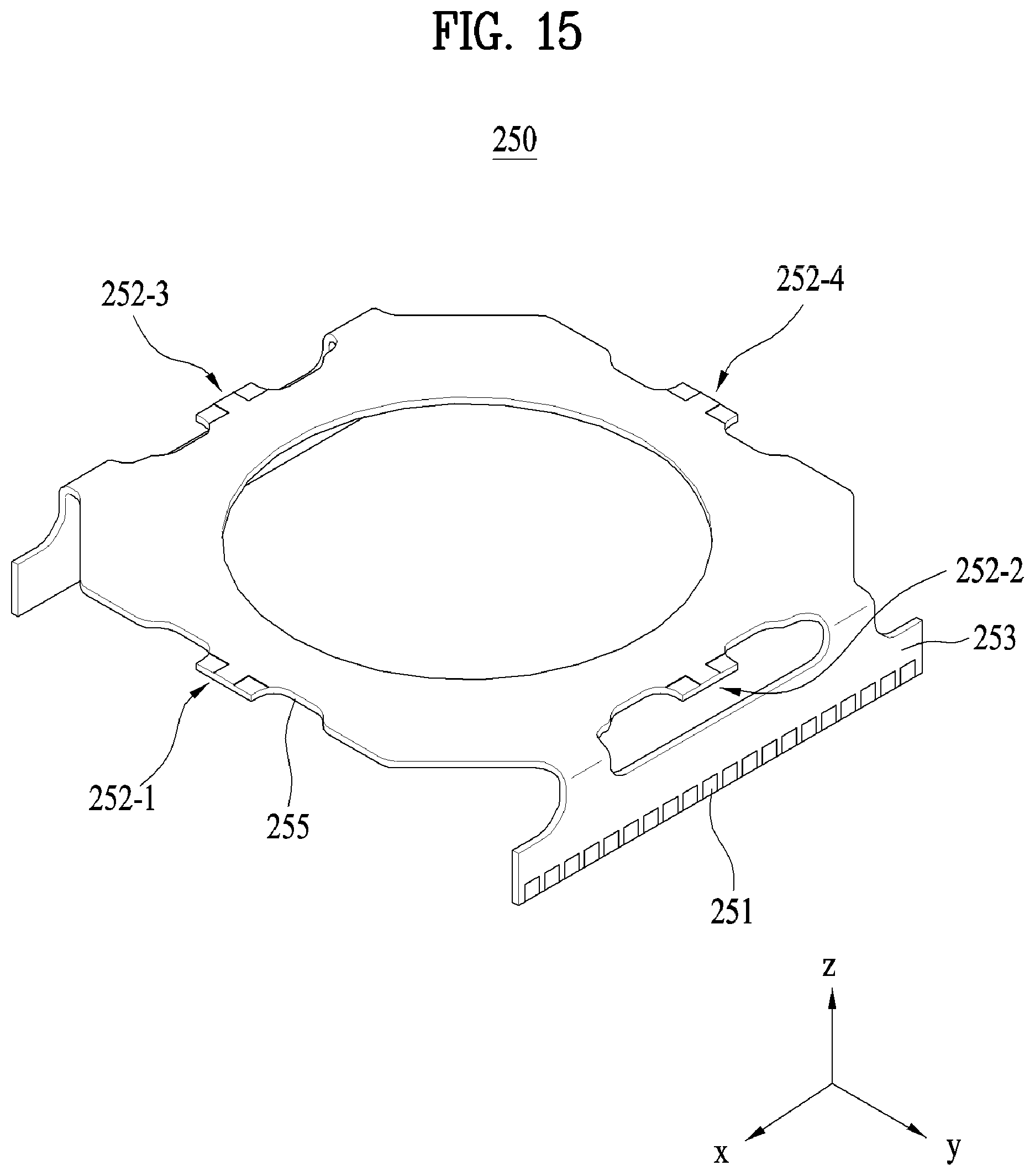 Patent US11782234 Figure 15 – Lens moving apparatus with a bobbin comprising a groove and elastic members and camera module including the same