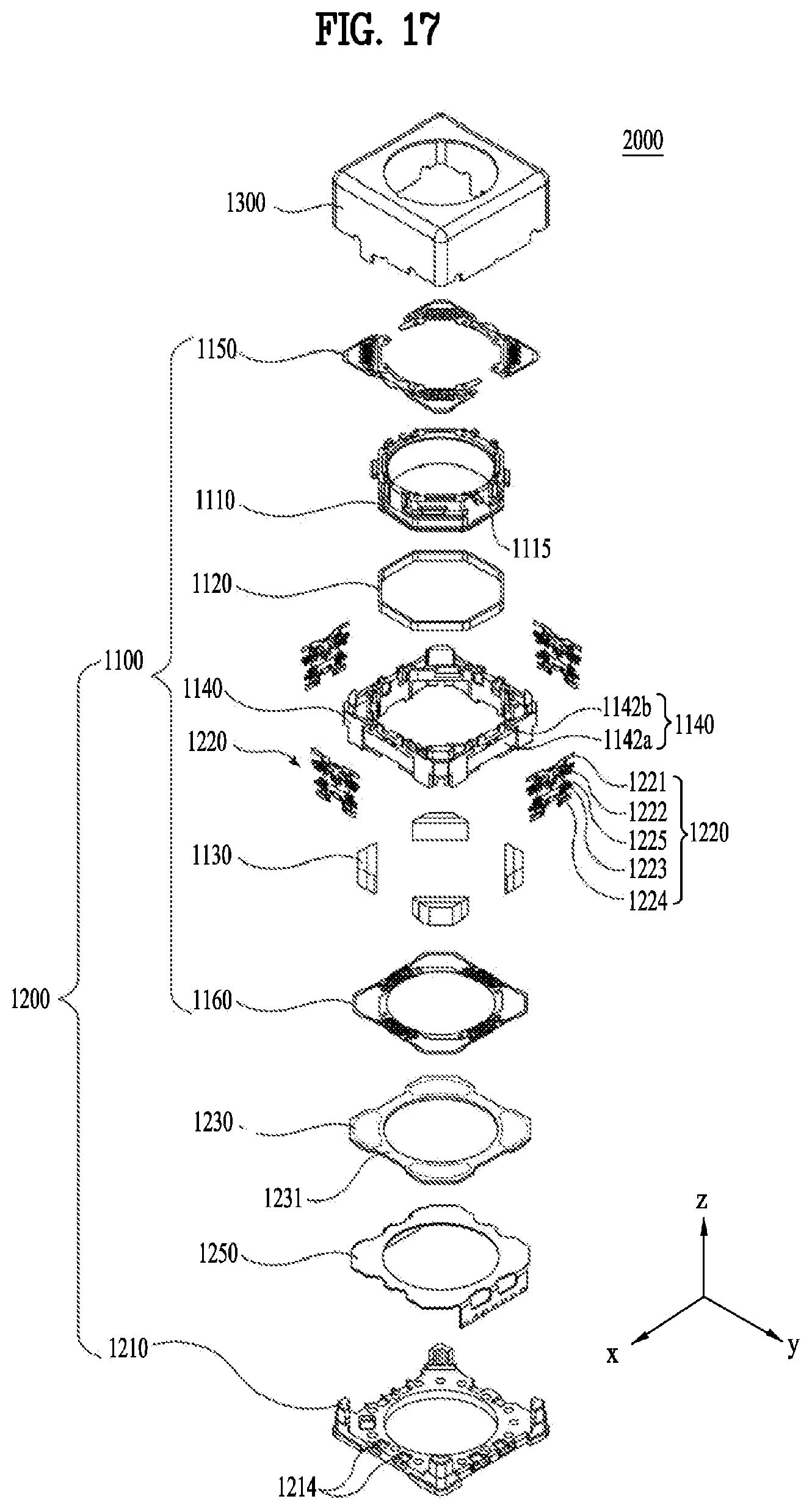 Patent US11782234 Figure 17 – Lens moving apparatus with a bobbin comprising a groove and elastic members and camera module including the same