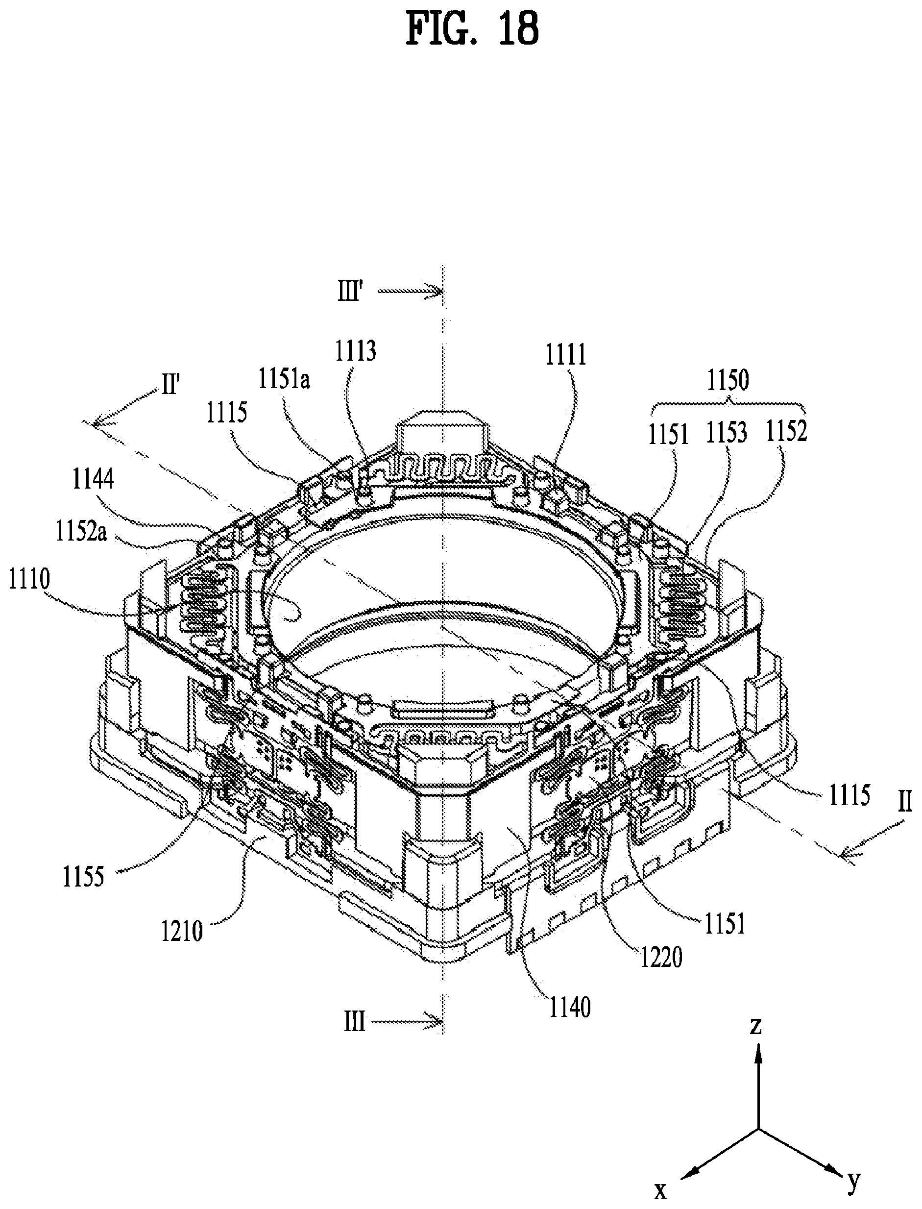Patent US11782234 Figure 18 – Lens moving apparatus with a bobbin comprising a groove and elastic members and camera module including the same