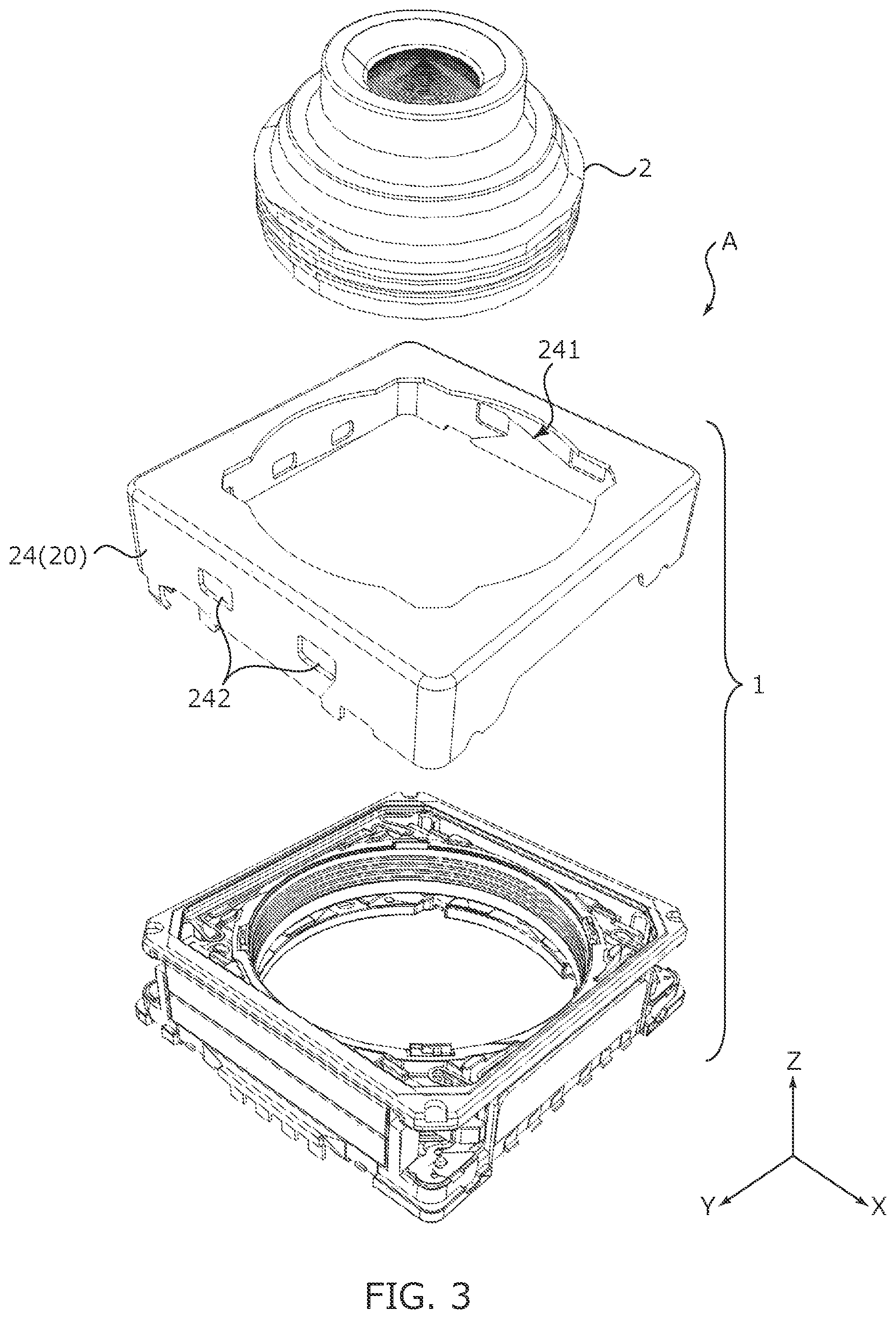 Patent US11782235 Figure 3 – Lens driving device, camera module, and camera-mounted device