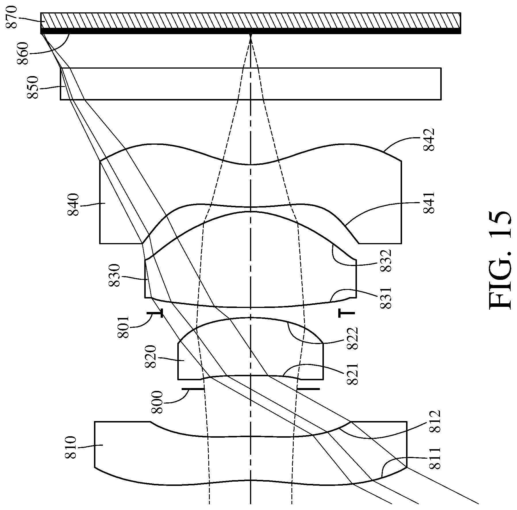Patent US11782239 Figure 15 – Optical imaging system comprising four lenes of −−+−, +−+−, +++− or −++− refractive powers, image capturing unit and electronic device