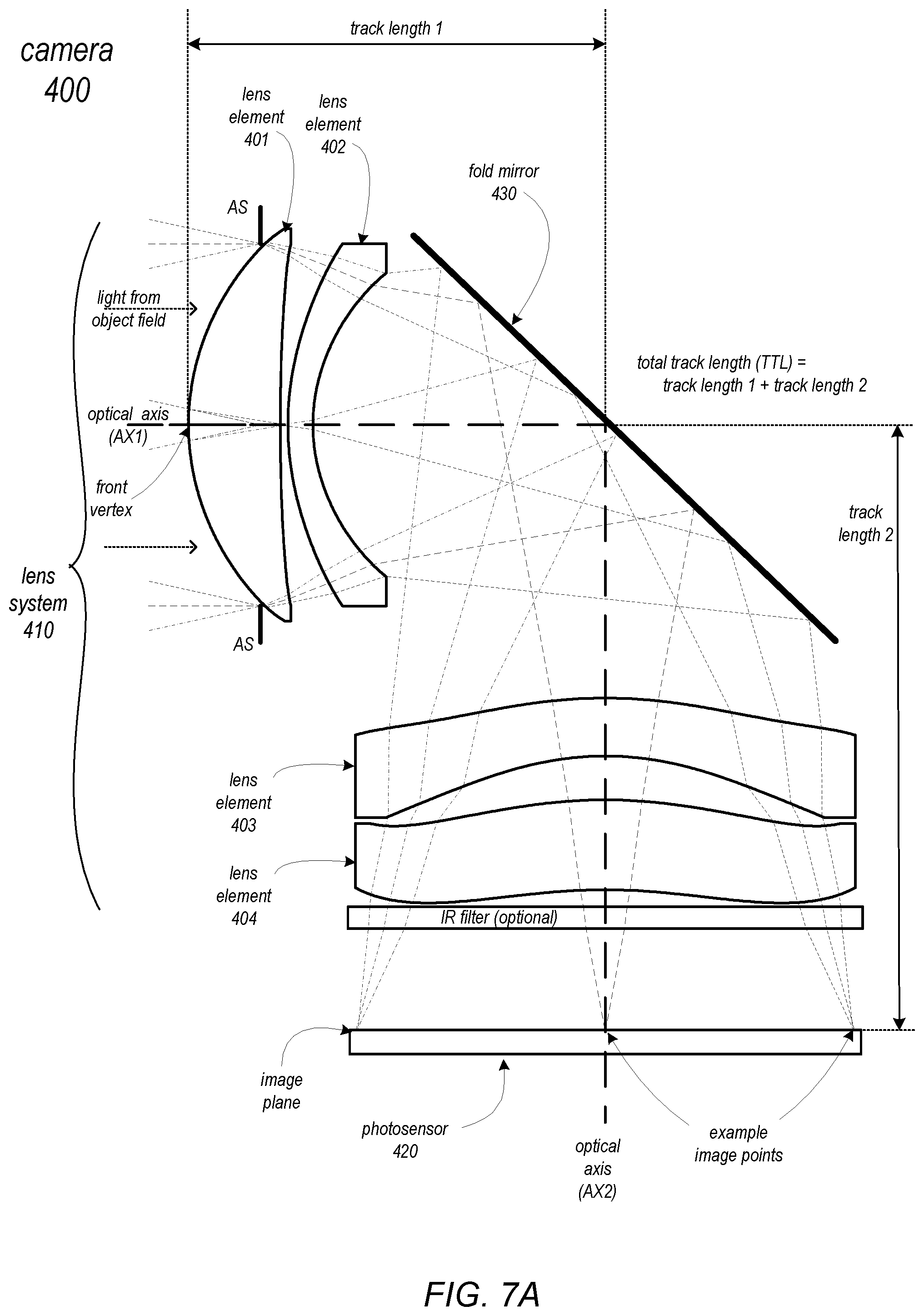 Patent US11782240 Figure 12 – Folded telephoto camera lens system
