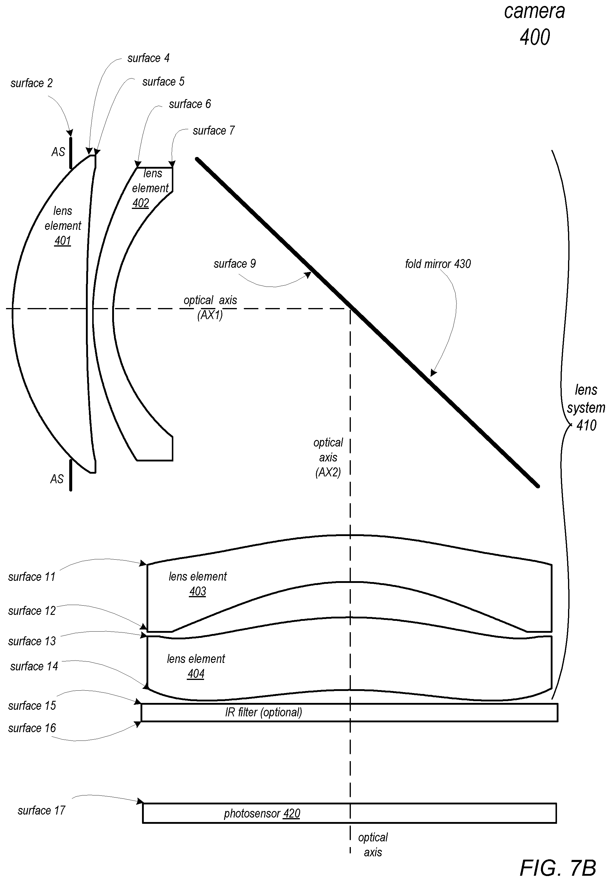 Patent US11782240 Figure 13 – Folded telephoto camera lens system