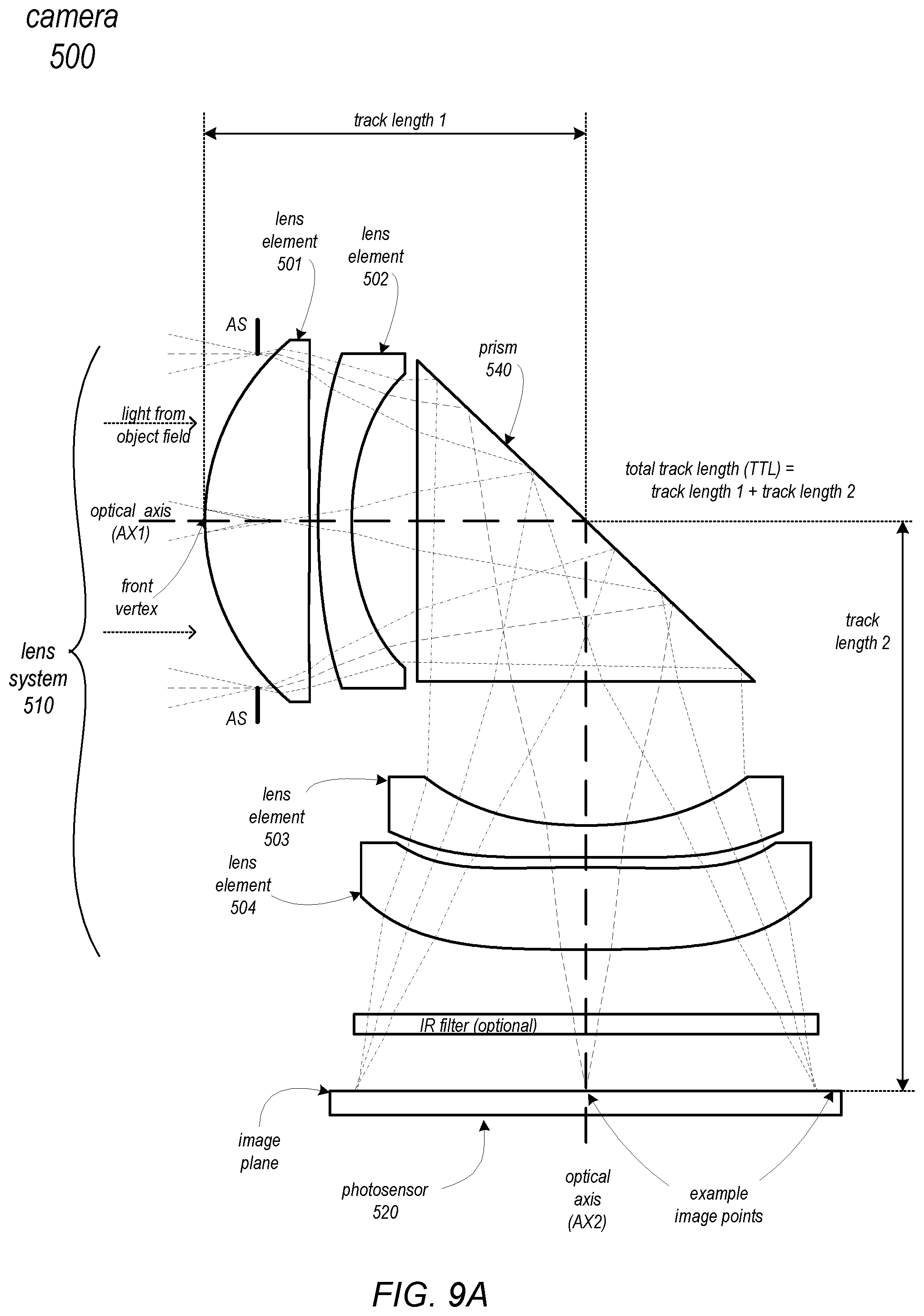 Patent US11782240 Figure 16 – Folded telephoto camera lens system