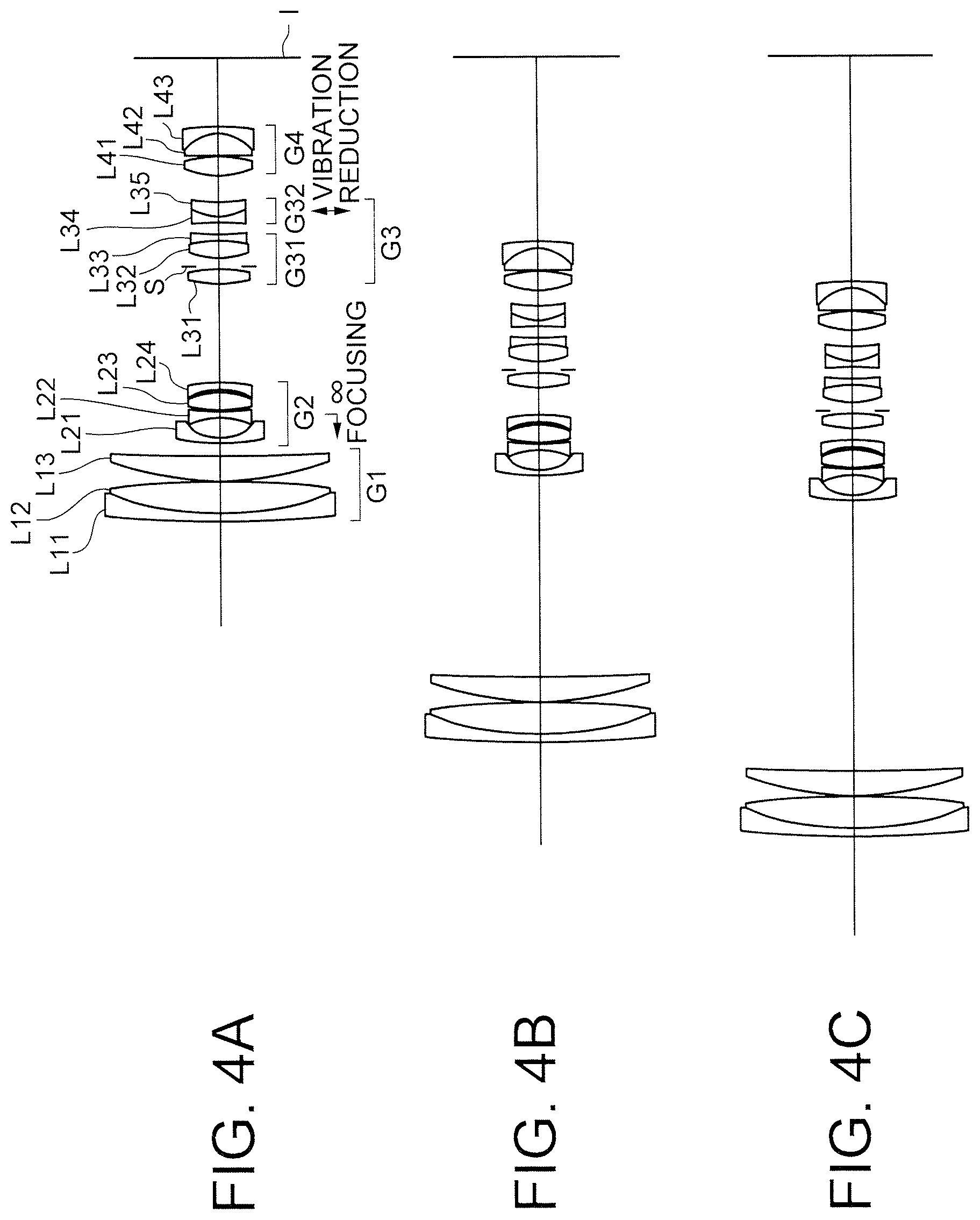 Patent US11782250 Figure 4 – Zooming optical system, optical apparatus and method for manufacturing zooming optical system