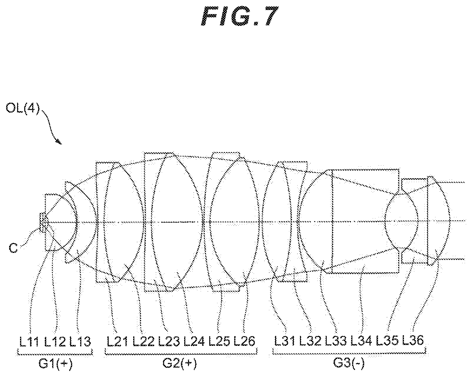 Patent US11782253 Figure 7 – Objective lens, optical system, and microscope