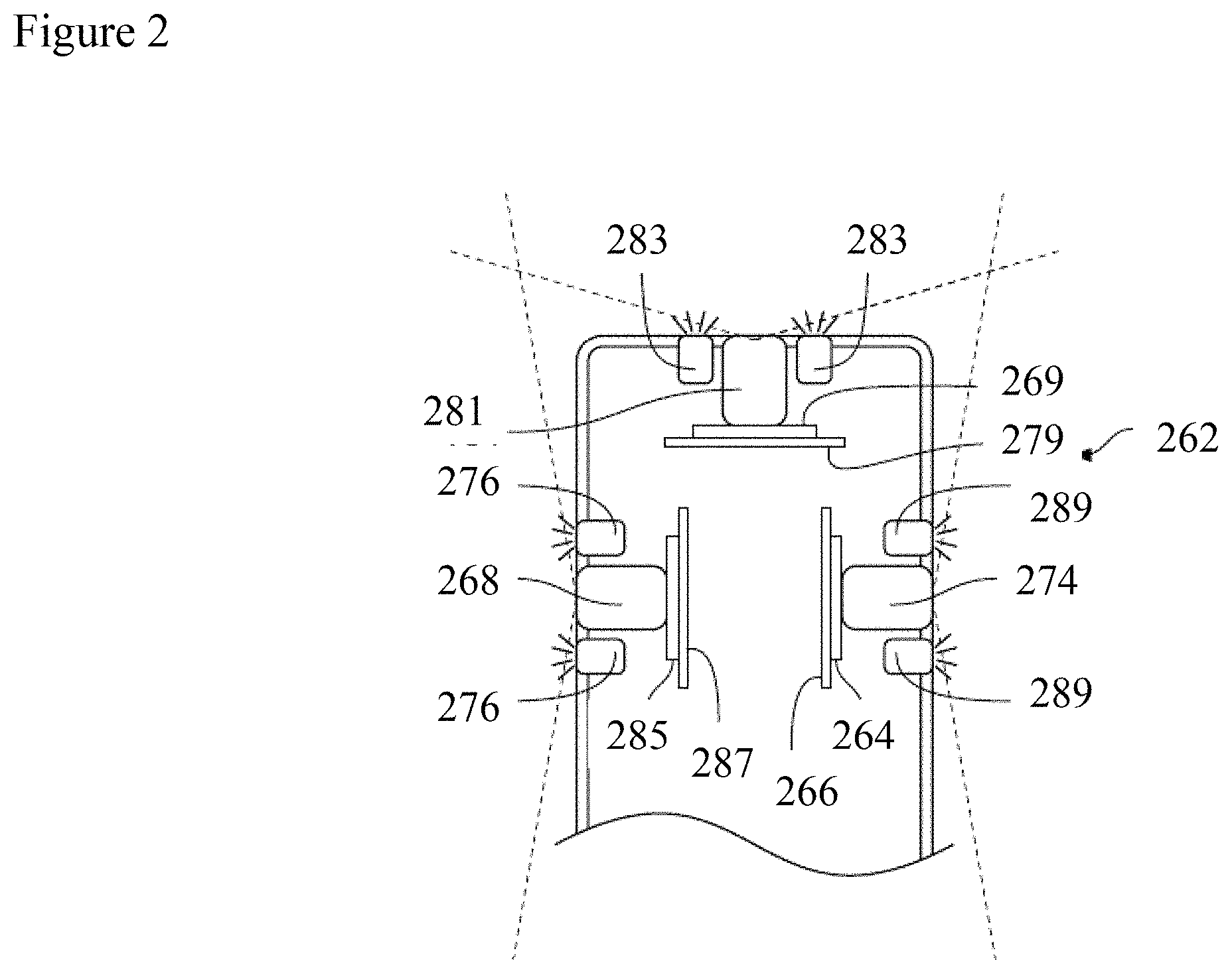 Patent US11782259 Figure 2 – Circuit board assembly for a multiple viewing elements endoscope using CMOS sensors