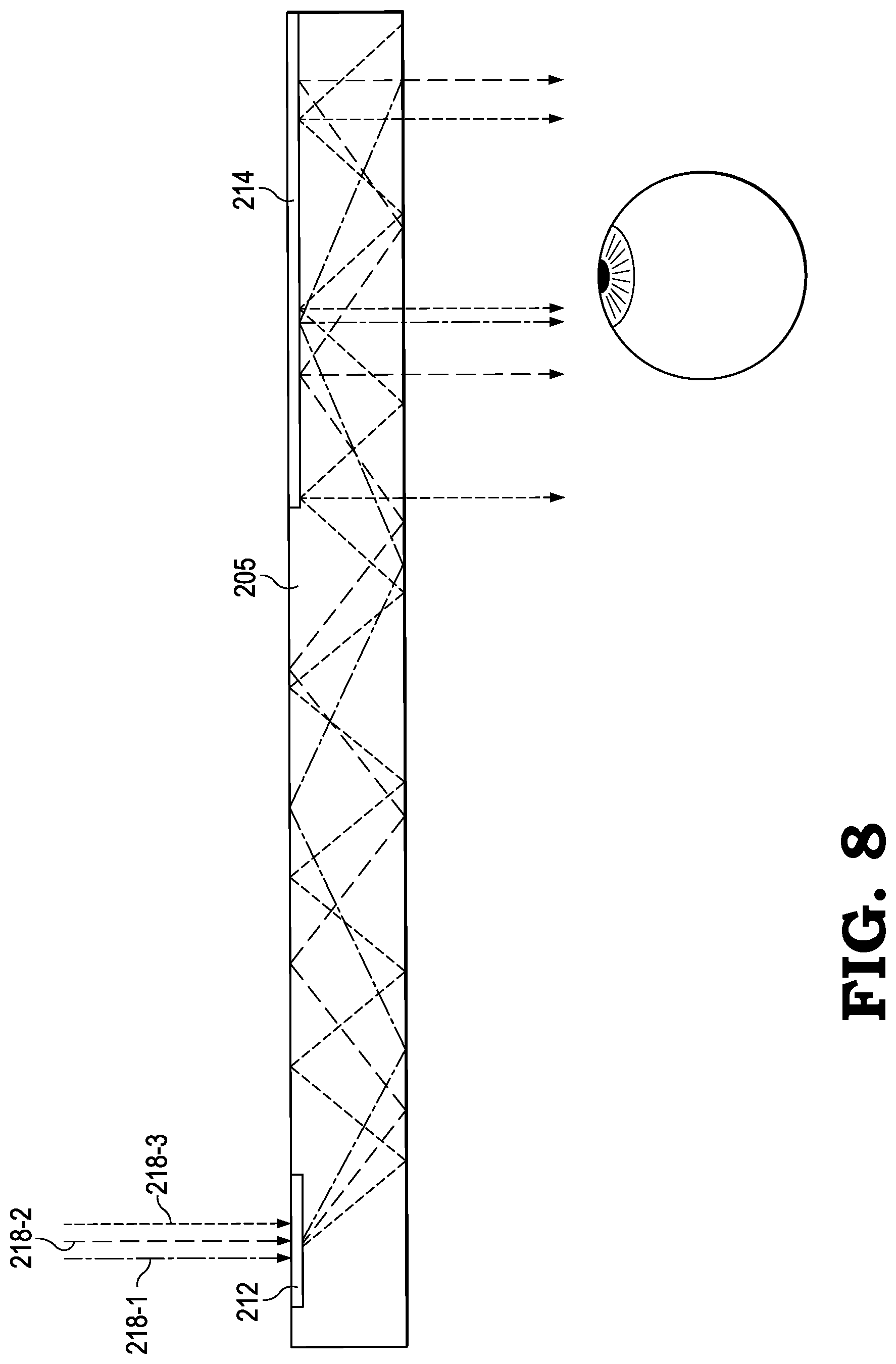 Patent US11782276 Figure 8 – Systems and methods to reduce bounce spacing and double-bounce in waveguides