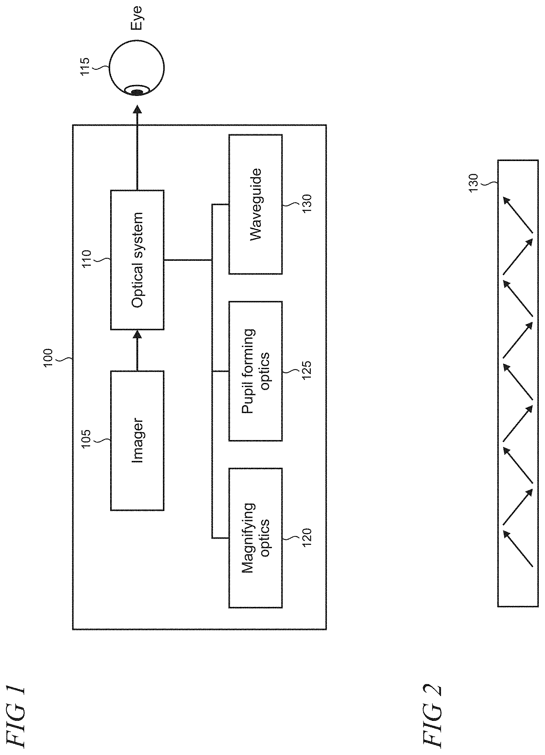 Patent US11782277 Figure 1 – Waveguide display with increased uniformity and reduced cross-coupling between colors