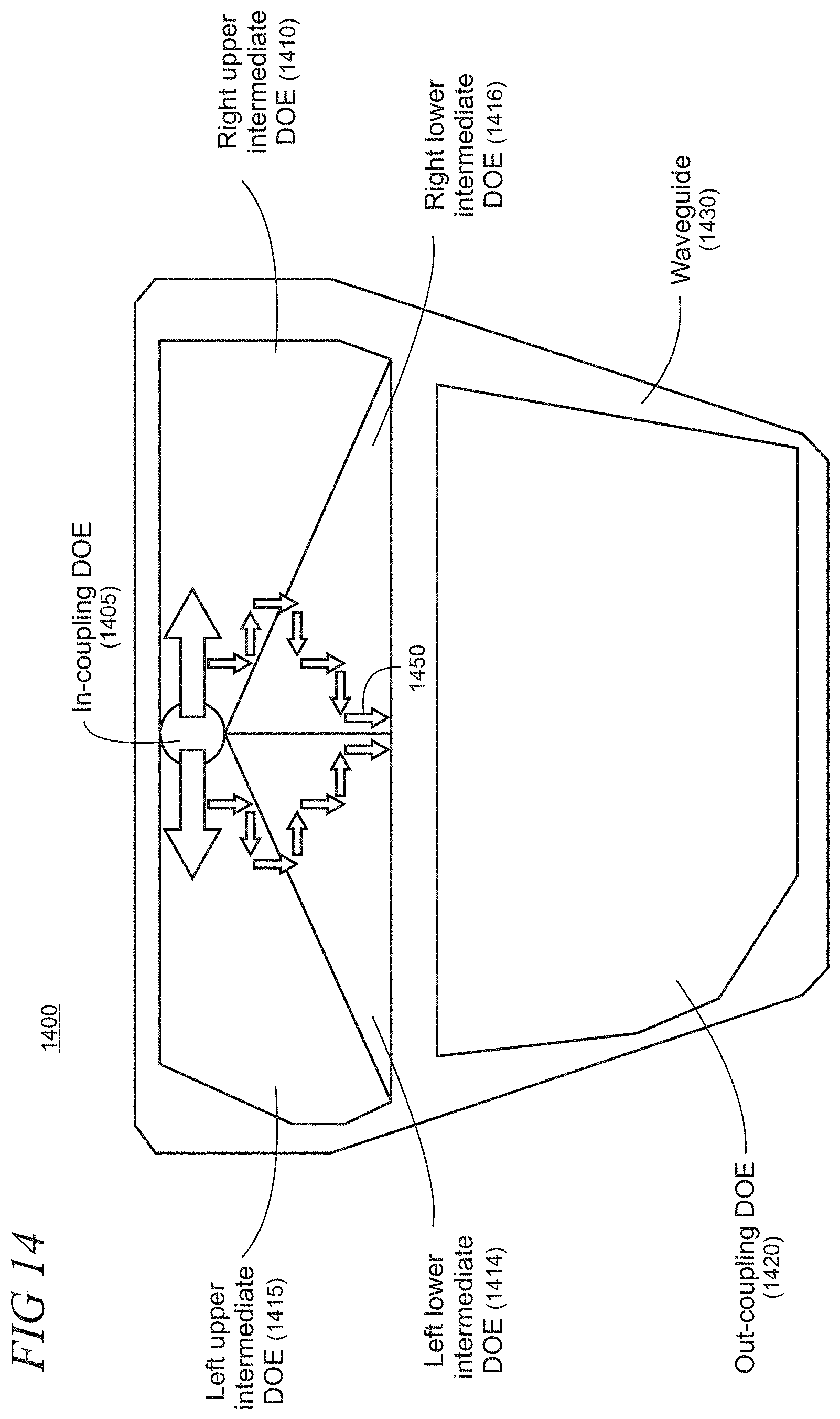 Patent US11782277 Figure 11 – Waveguide display with increased uniformity and reduced cross-coupling between colors