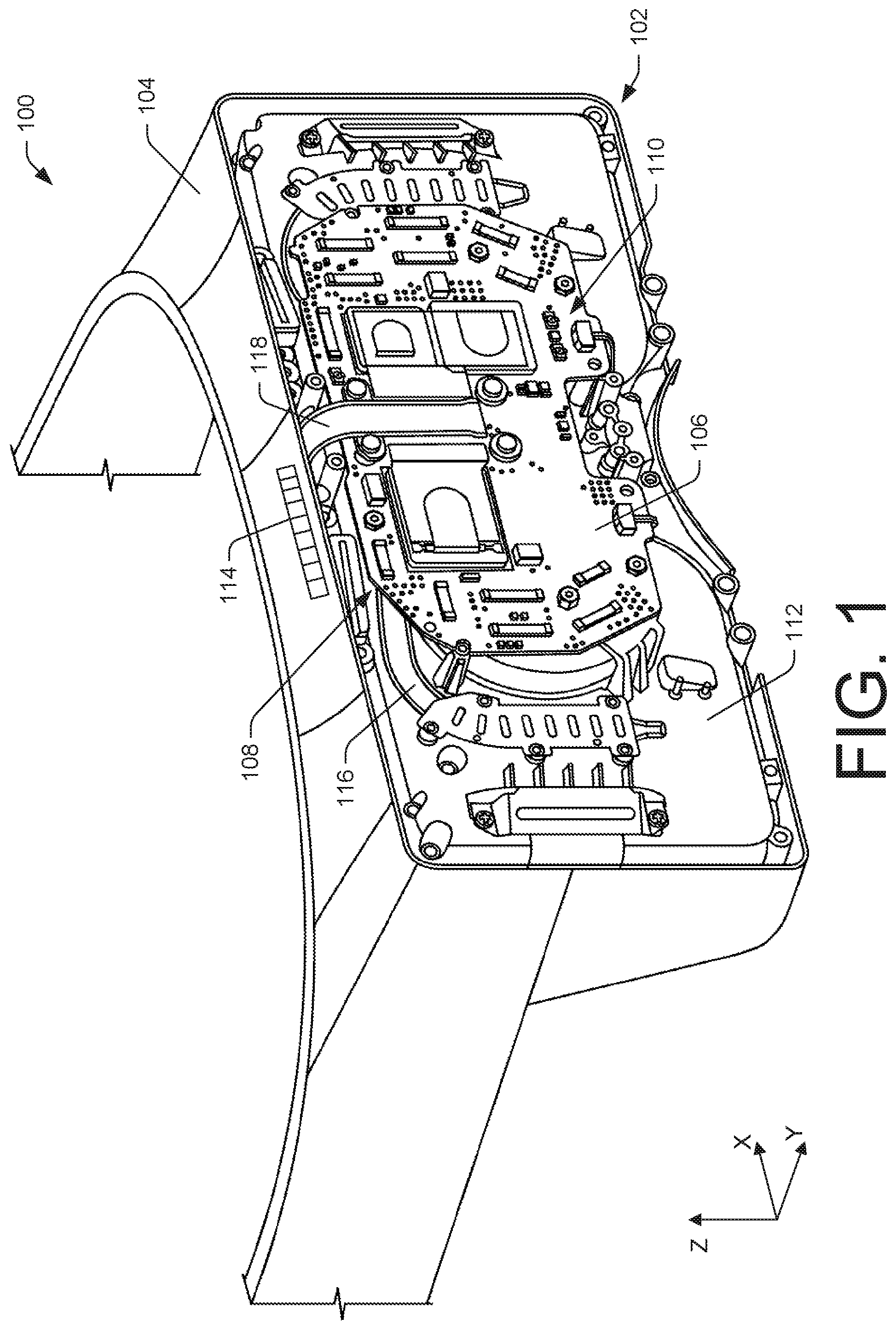 Patent US11782281 Figure 1 – Thermal management system for electronic device