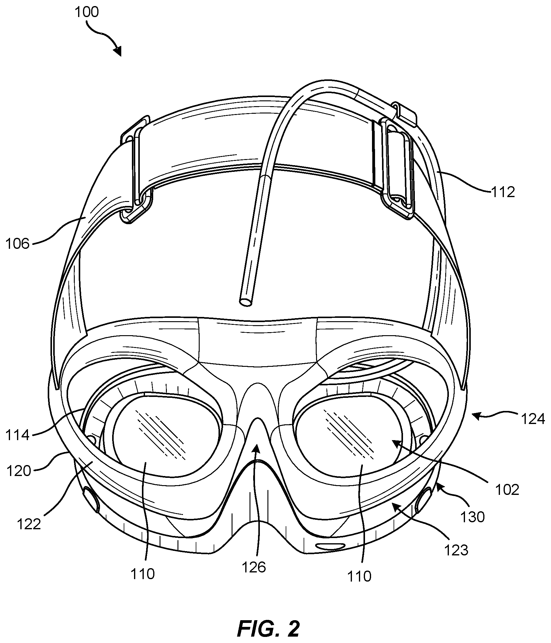 Patent US11782282 Figure 2 – Facial interface assemblies for head-mounted displays and related systems and methods