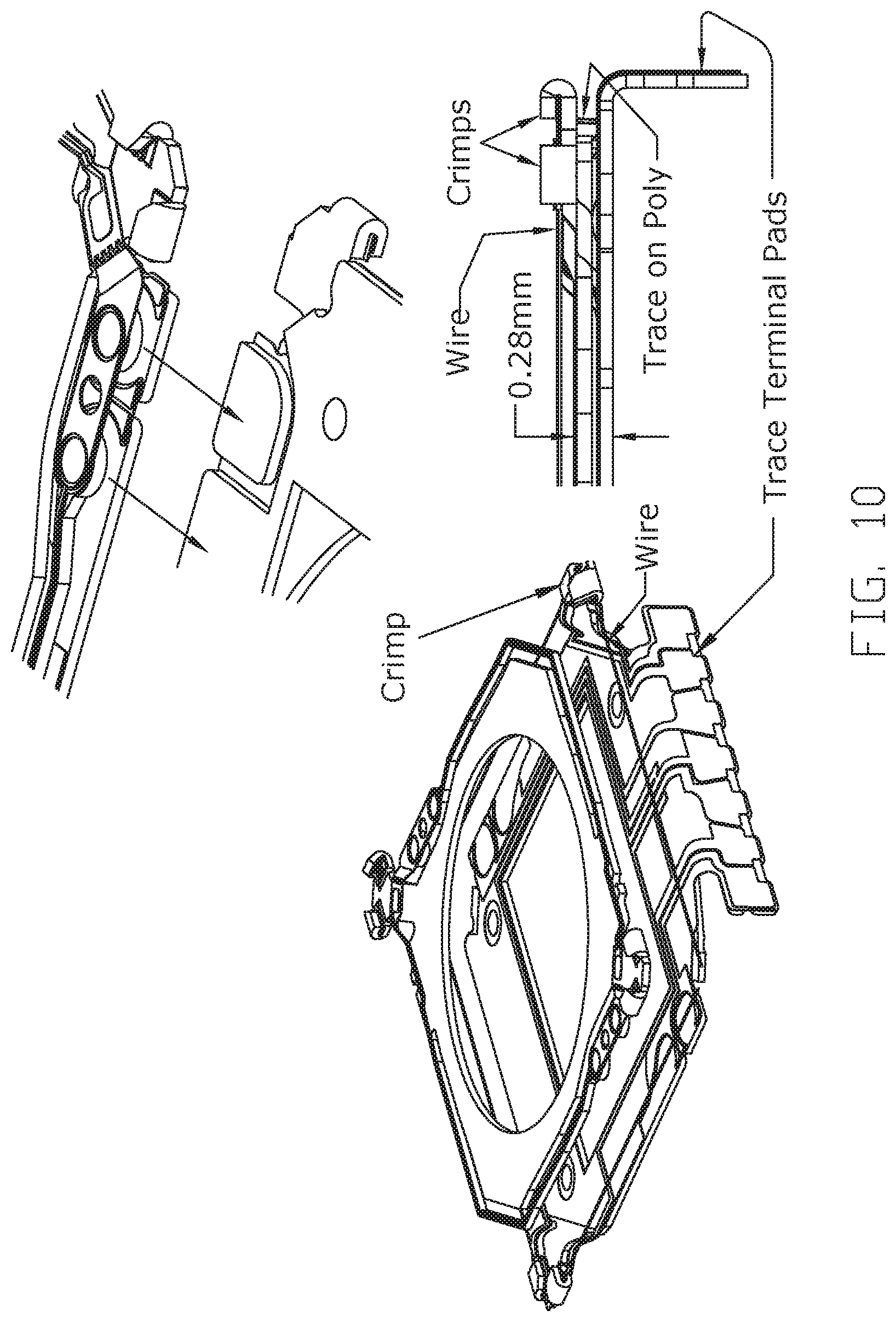Patent US11782286 Figure 9 – Shape memory alloy wire attachment structures for a suspension assembly