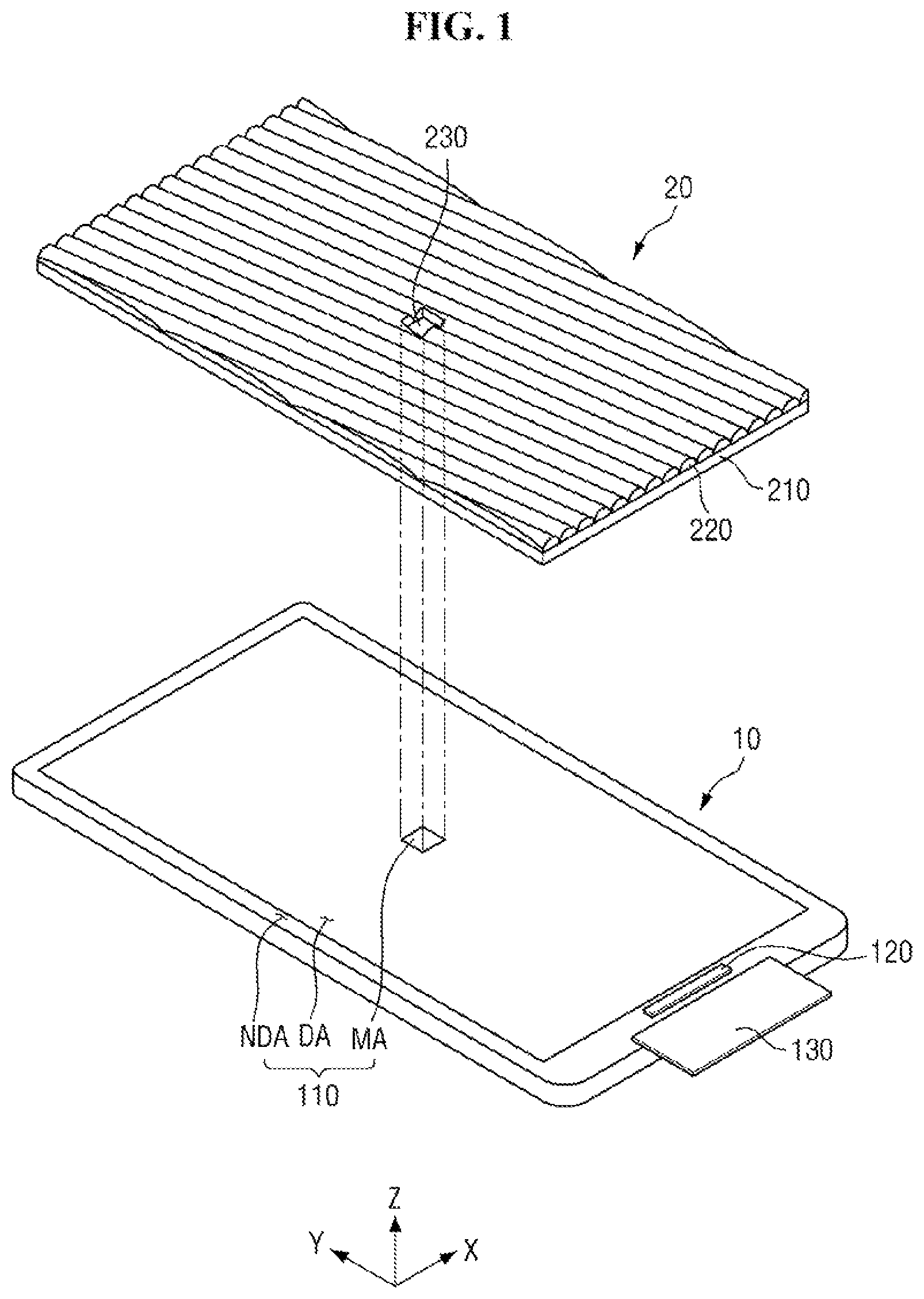 Patent US11782289 Figure 1 – Display device and panel bonding system including the same